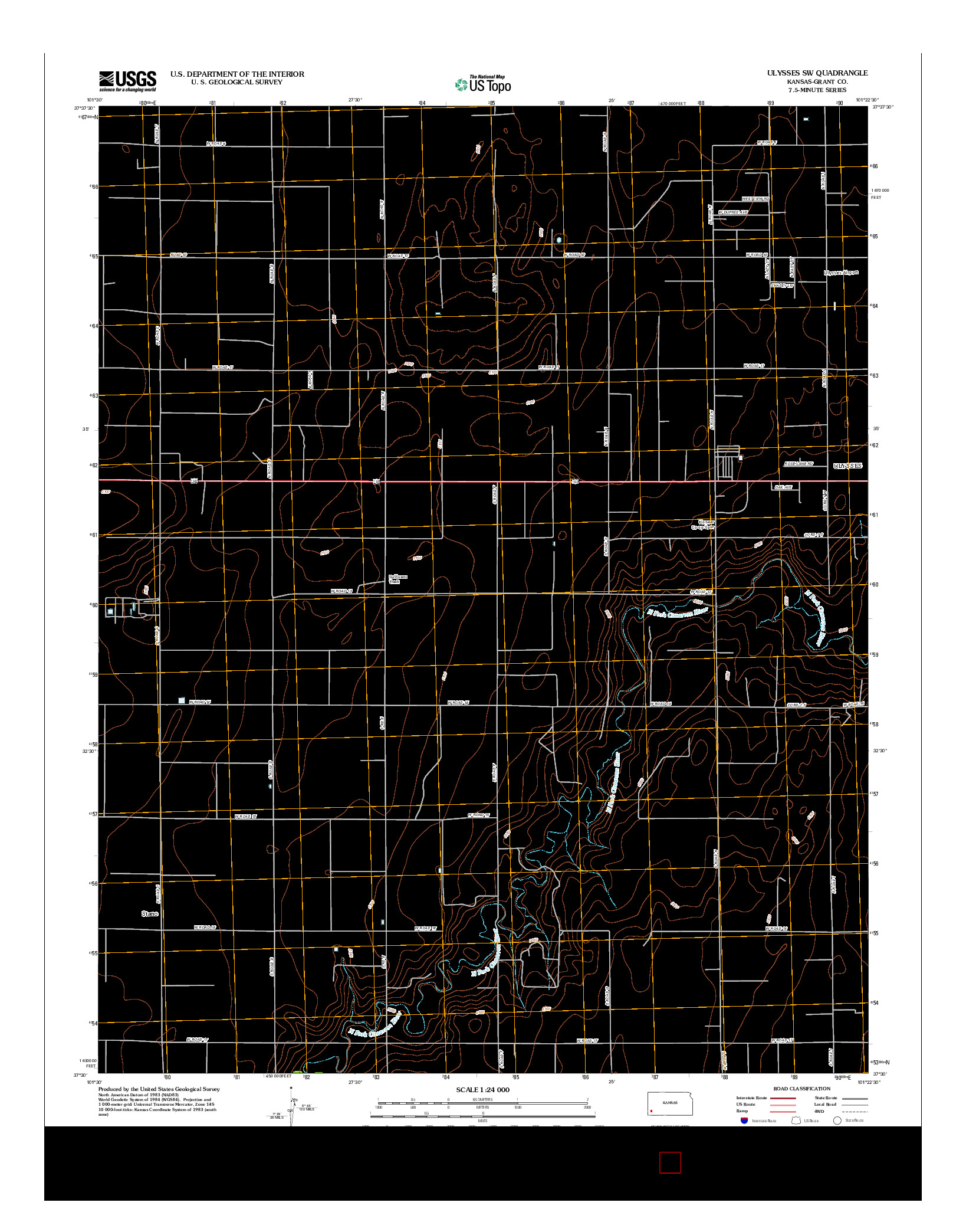 USGS US TOPO 7.5-MINUTE MAP FOR ULYSSES SW, KS 2012