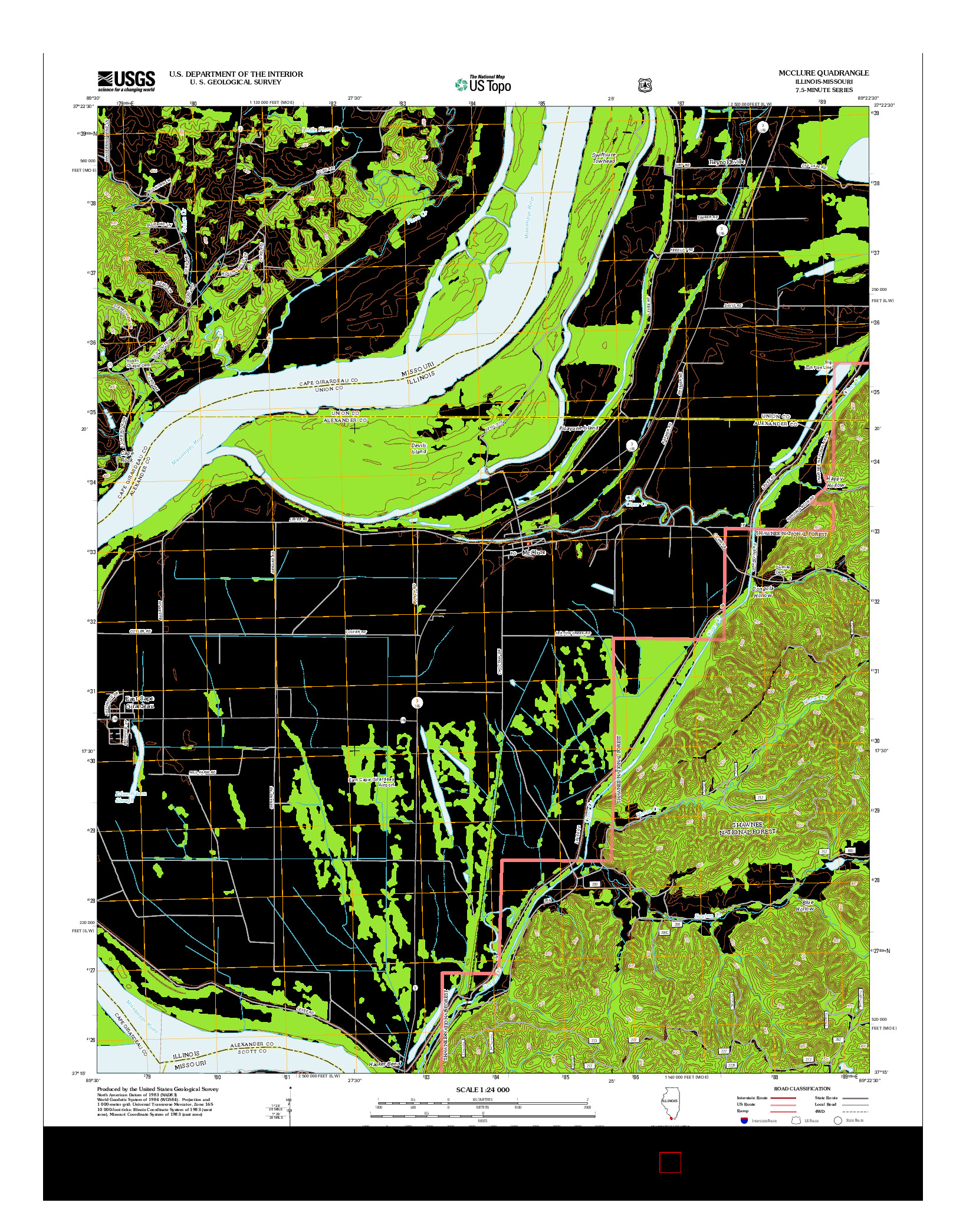 USGS US TOPO 7.5-MINUTE MAP FOR MCCLURE, IL-MO 2012