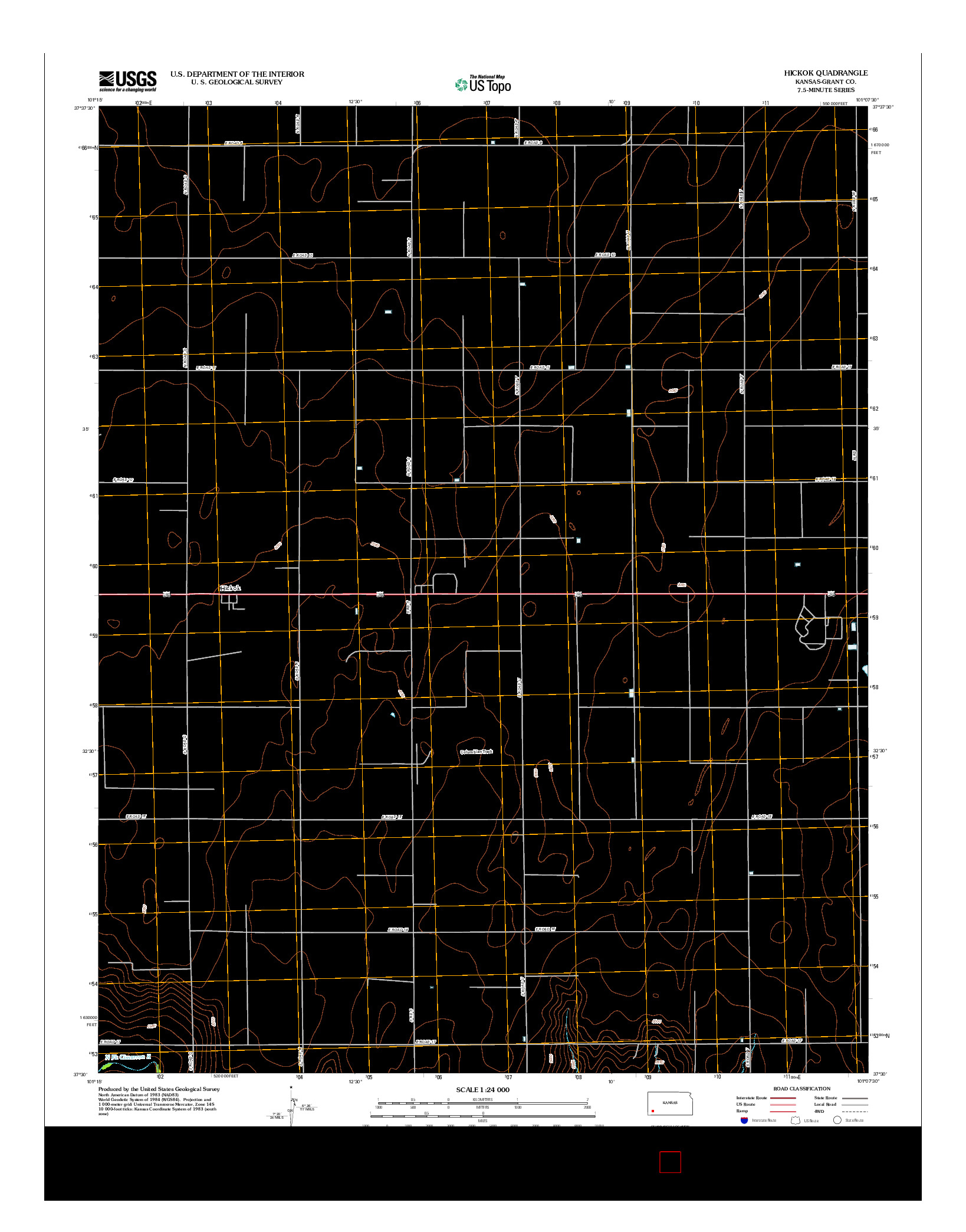 USGS US TOPO 7.5-MINUTE MAP FOR HICKOK, KS 2012