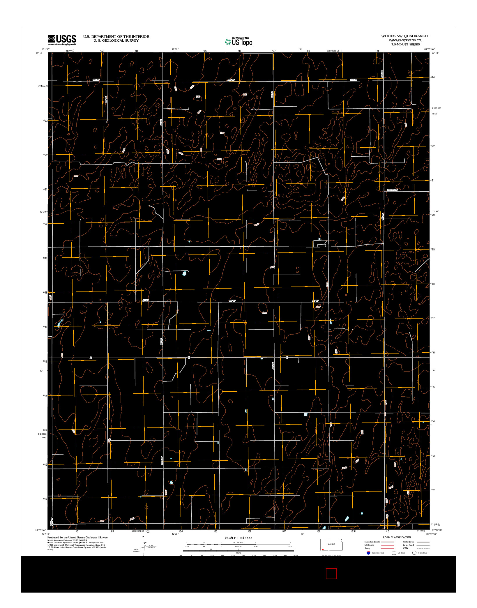 USGS US TOPO 7.5-MINUTE MAP FOR WOODS NW, KS 2012