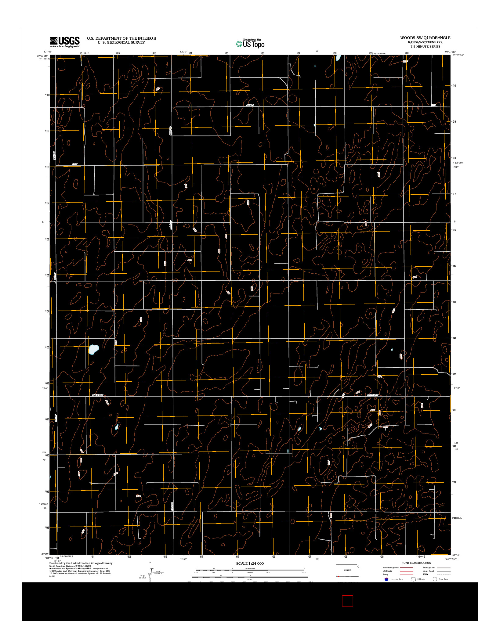 USGS US TOPO 7.5-MINUTE MAP FOR WOODS SW, KS 2012