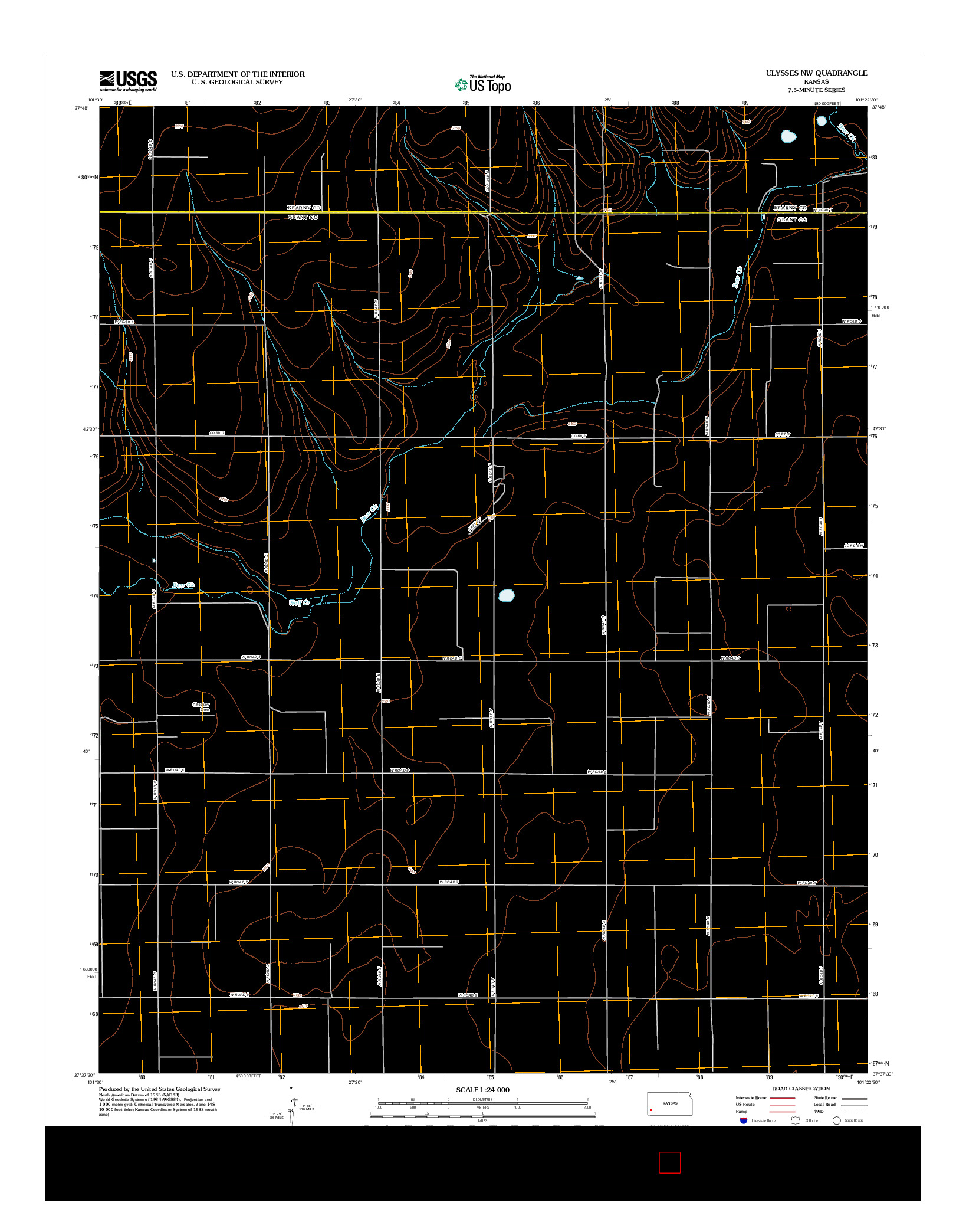 USGS US TOPO 7.5-MINUTE MAP FOR ULYSSES NW, KS 2012
