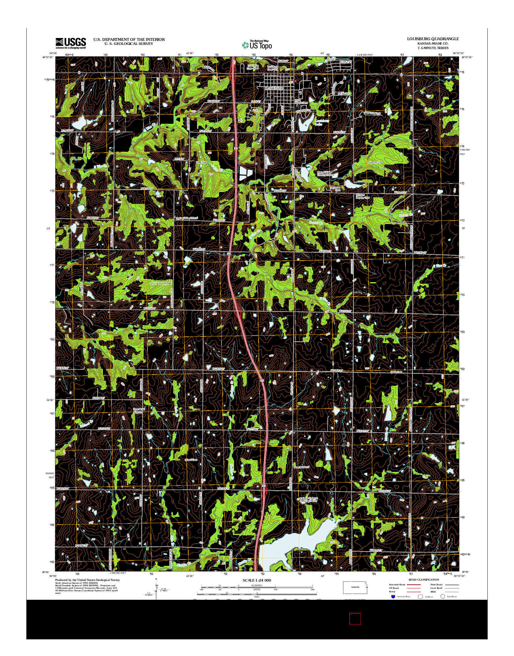 USGS US TOPO 7.5-MINUTE MAP FOR LOUISBURG, KS 2012