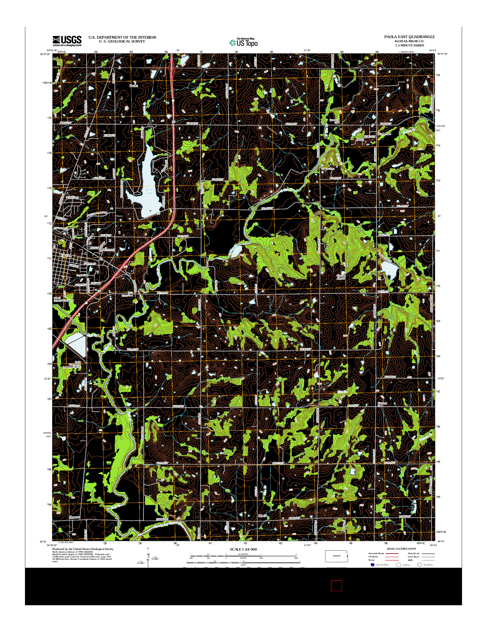 USGS US TOPO 7.5-MINUTE MAP FOR PAOLA EAST, KS 2012