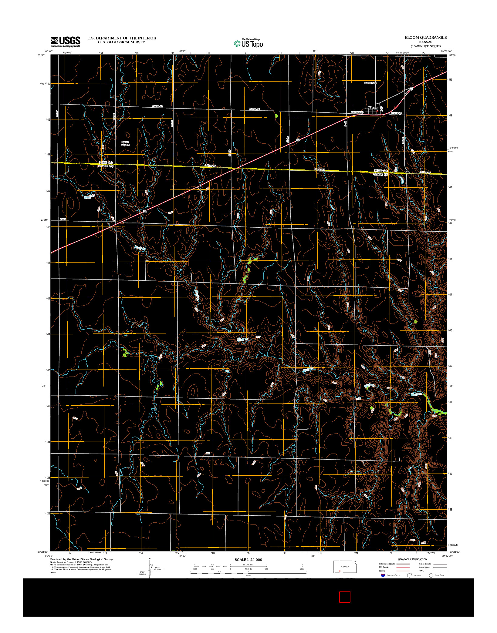 USGS US TOPO 7.5-MINUTE MAP FOR BLOOM, KS 2012