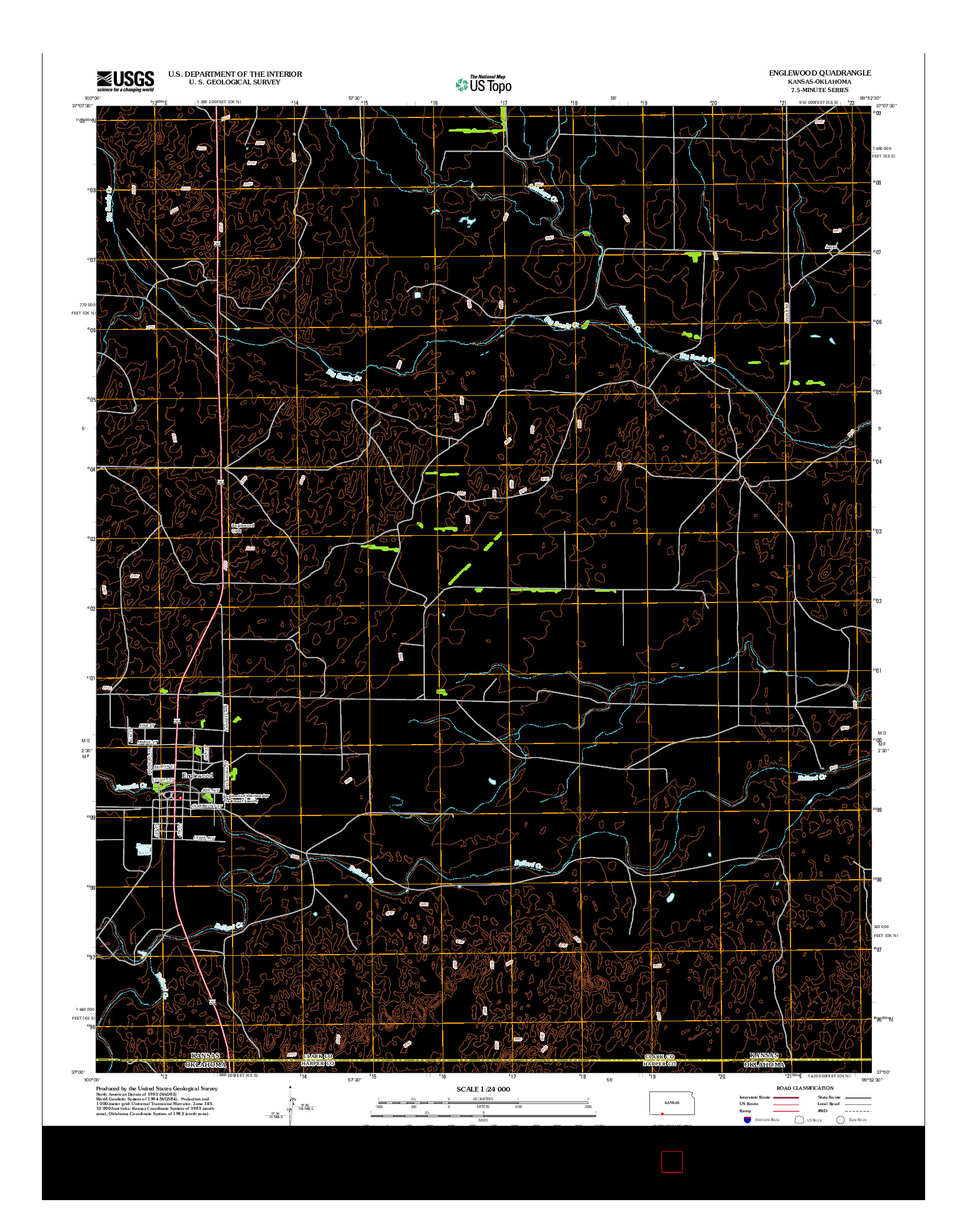 USGS US TOPO 7.5-MINUTE MAP FOR ENGLEWOOD, KS-OK 2012