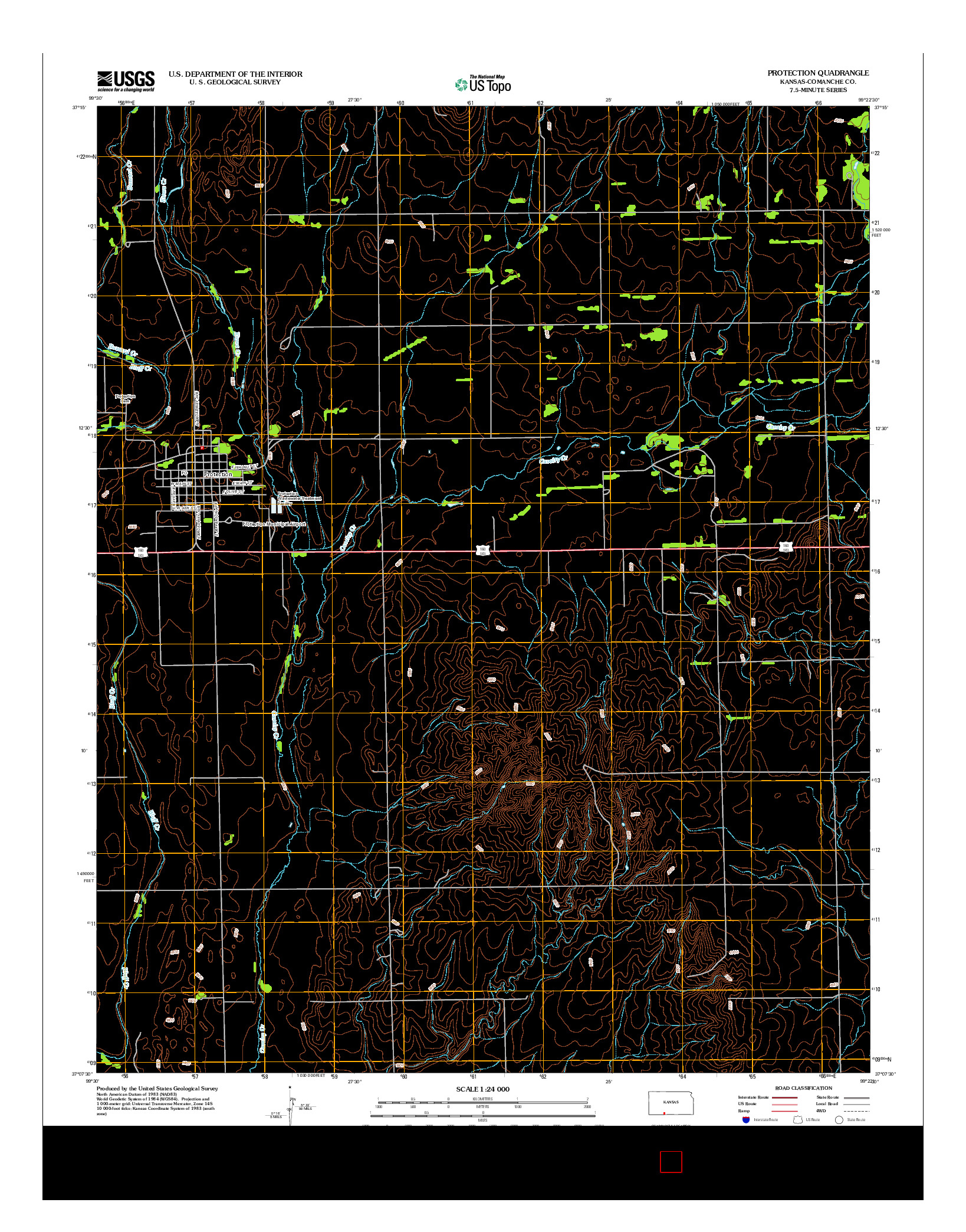 USGS US TOPO 7.5-MINUTE MAP FOR PROTECTION, KS 2012