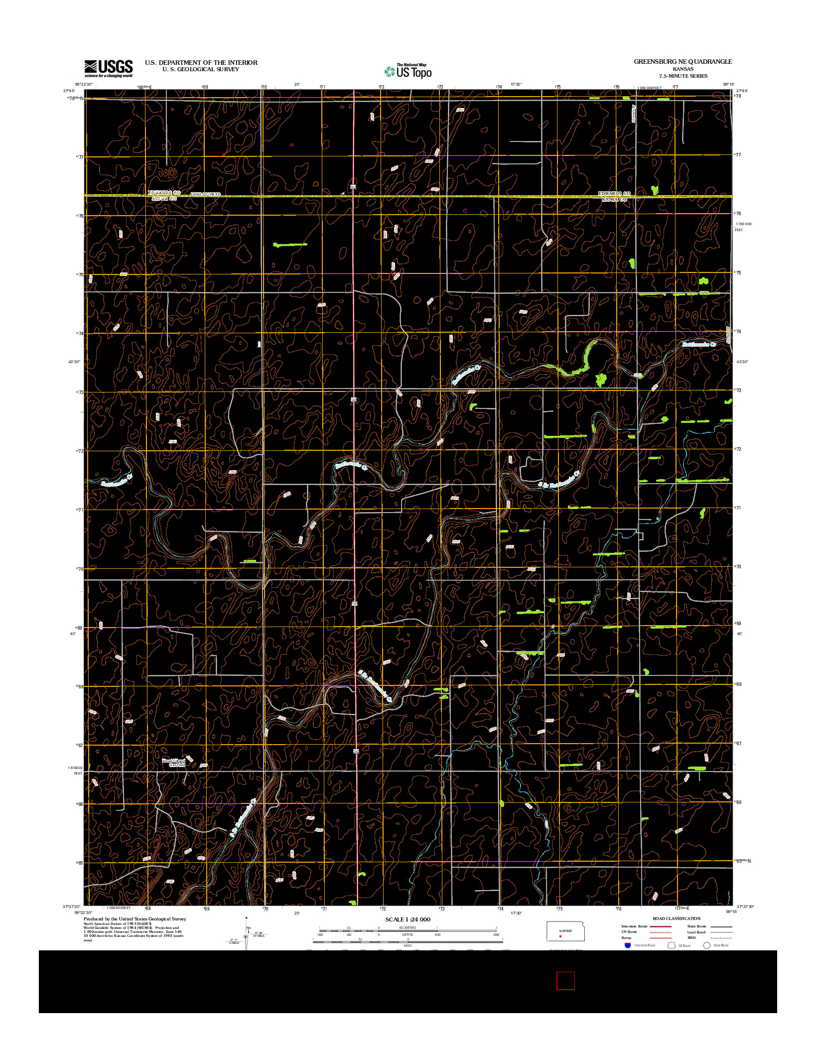 USGS US TOPO 7.5-MINUTE MAP FOR GREENSBURG NE, KS 2012