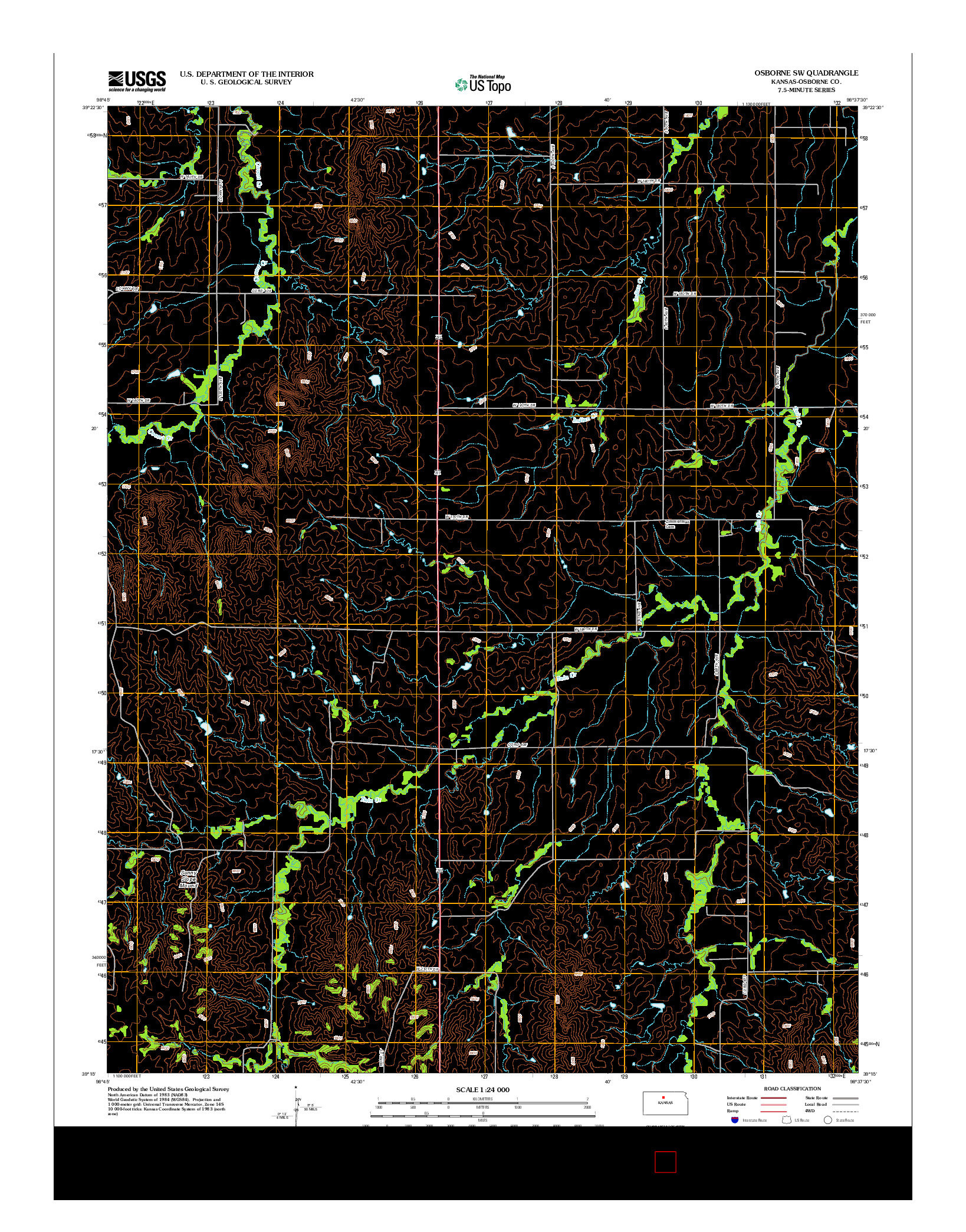 USGS US TOPO 7.5-MINUTE MAP FOR OSBORNE SW, KS 2012