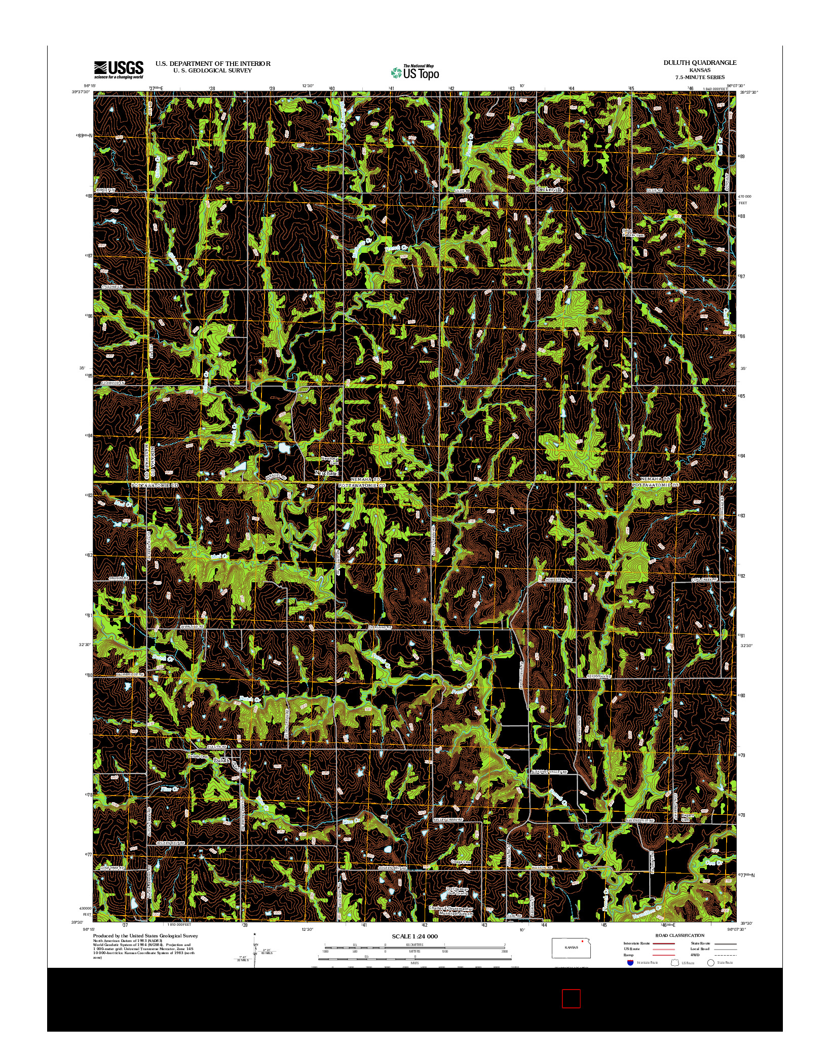 USGS US TOPO 7.5-MINUTE MAP FOR DULUTH, KS 2012