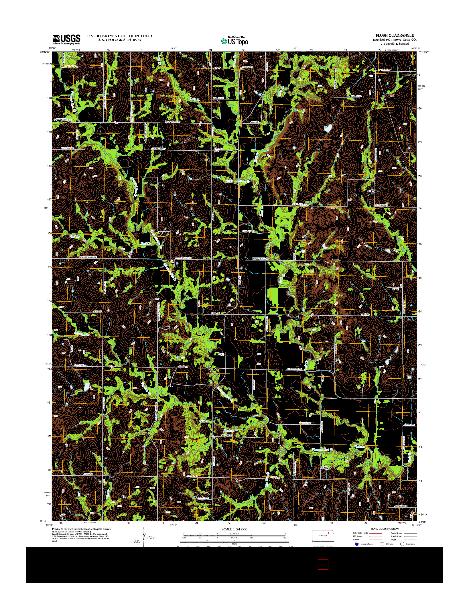 USGS US TOPO 7.5-MINUTE MAP FOR FLUSH, KS 2012