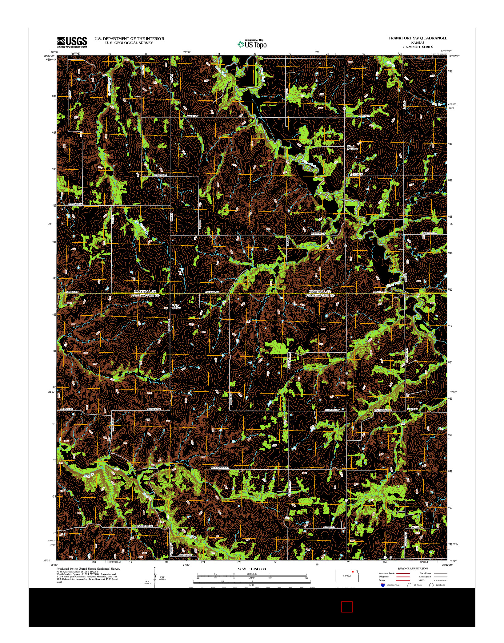 USGS US TOPO 7.5-MINUTE MAP FOR FRANKFORT SW, KS 2012