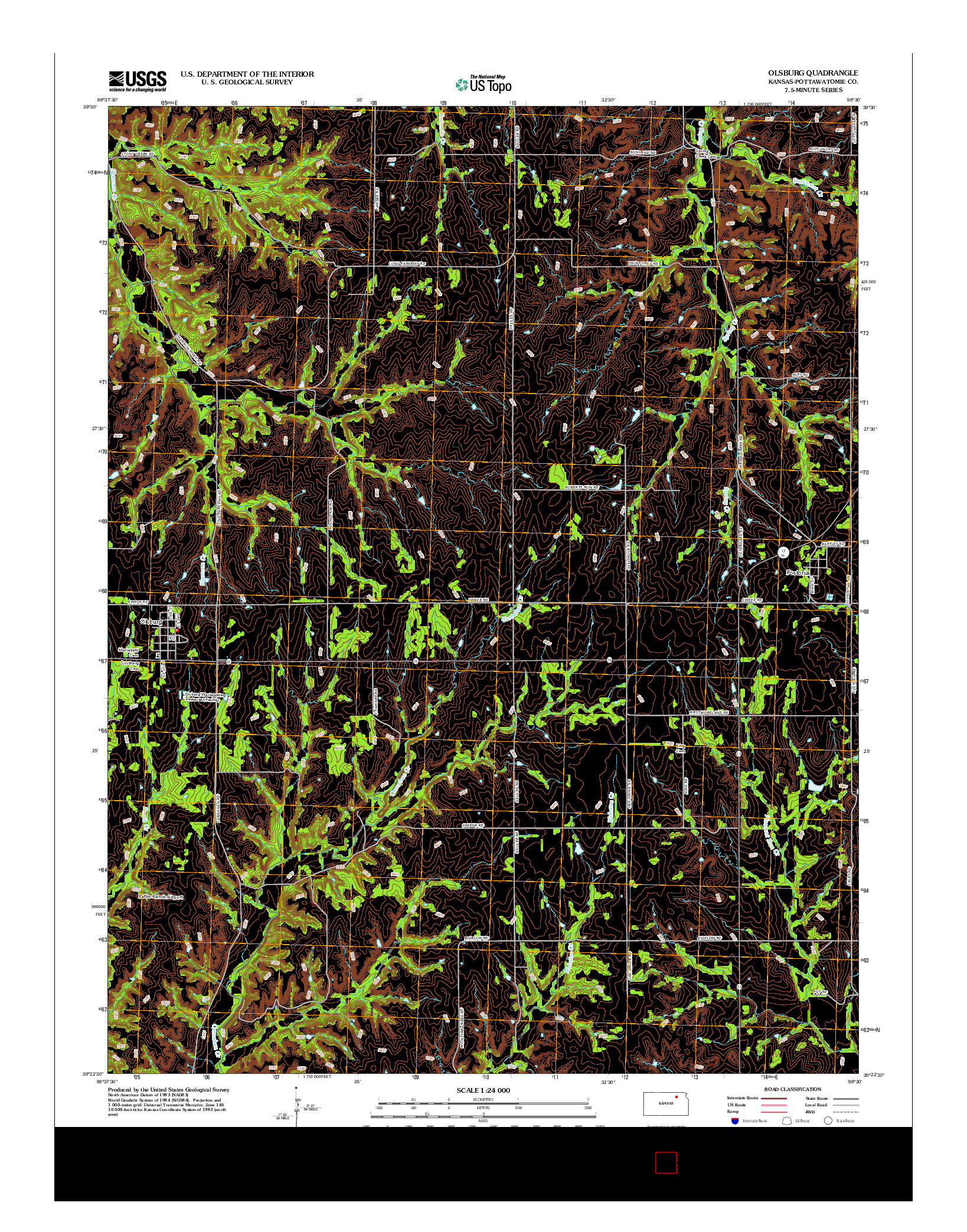 USGS US TOPO 7.5-MINUTE MAP FOR OLSBURG, KS 2012
