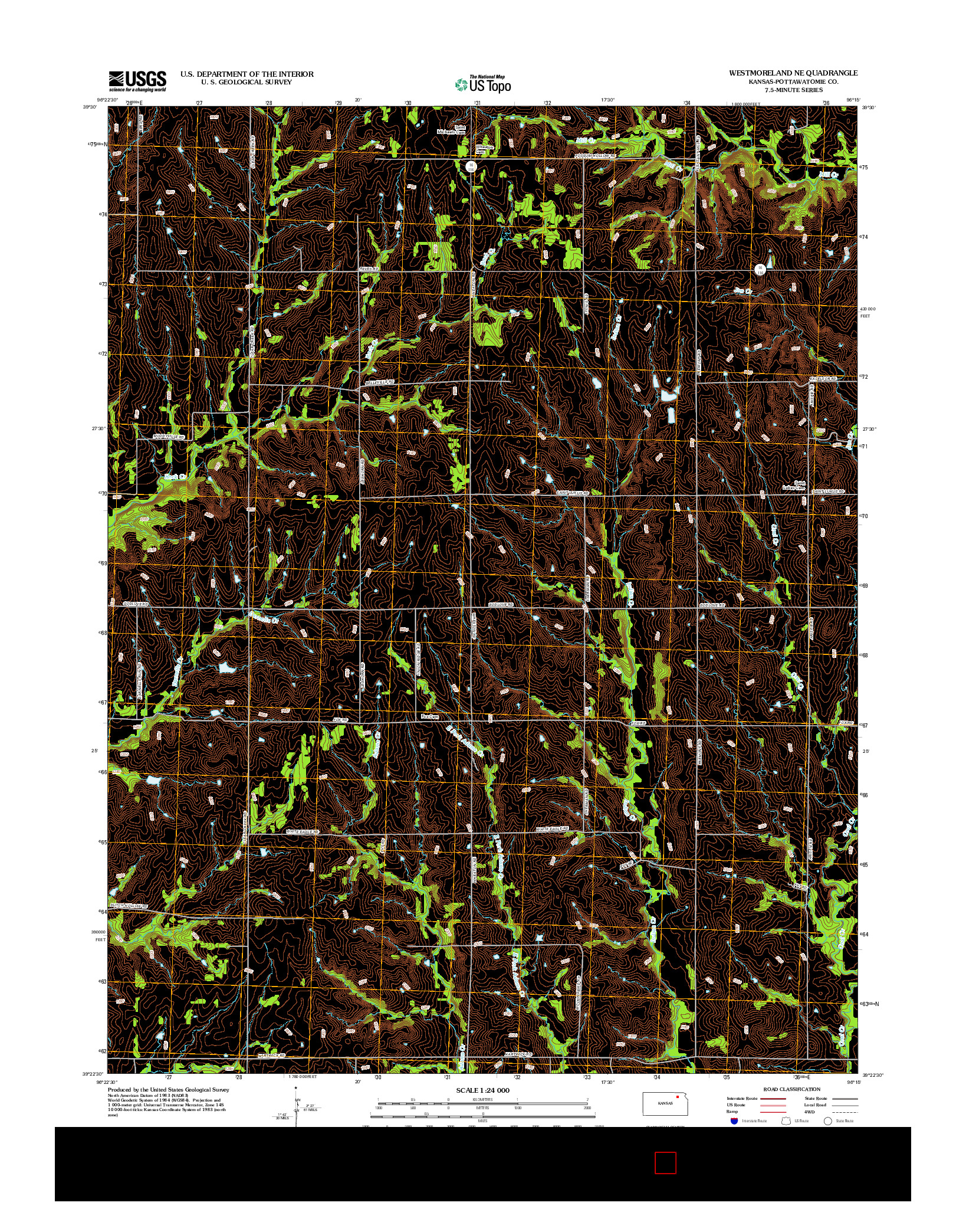 USGS US TOPO 7.5-MINUTE MAP FOR WESTMORELAND NE, KS 2012