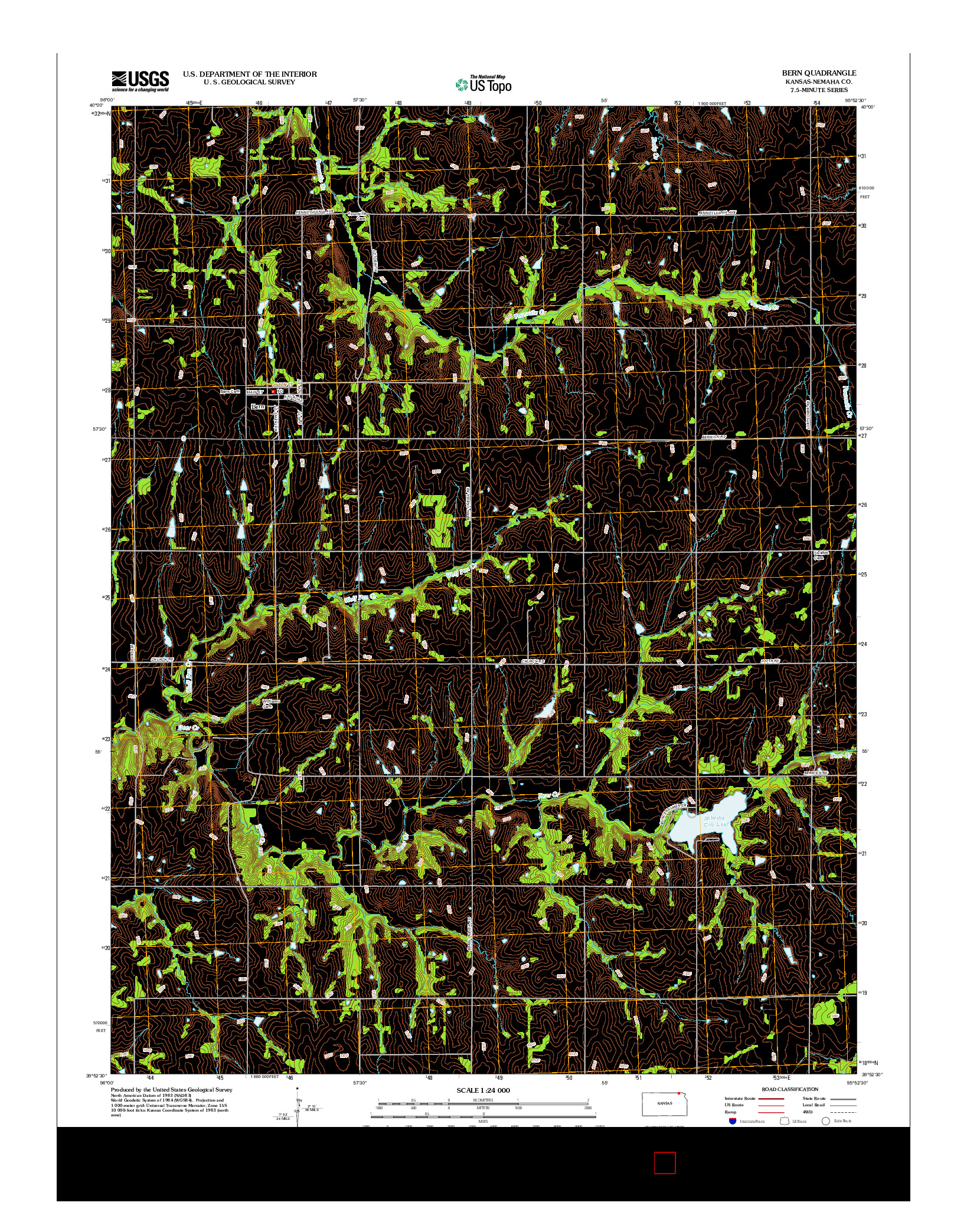 USGS US TOPO 7.5-MINUTE MAP FOR BERN, KS 2012