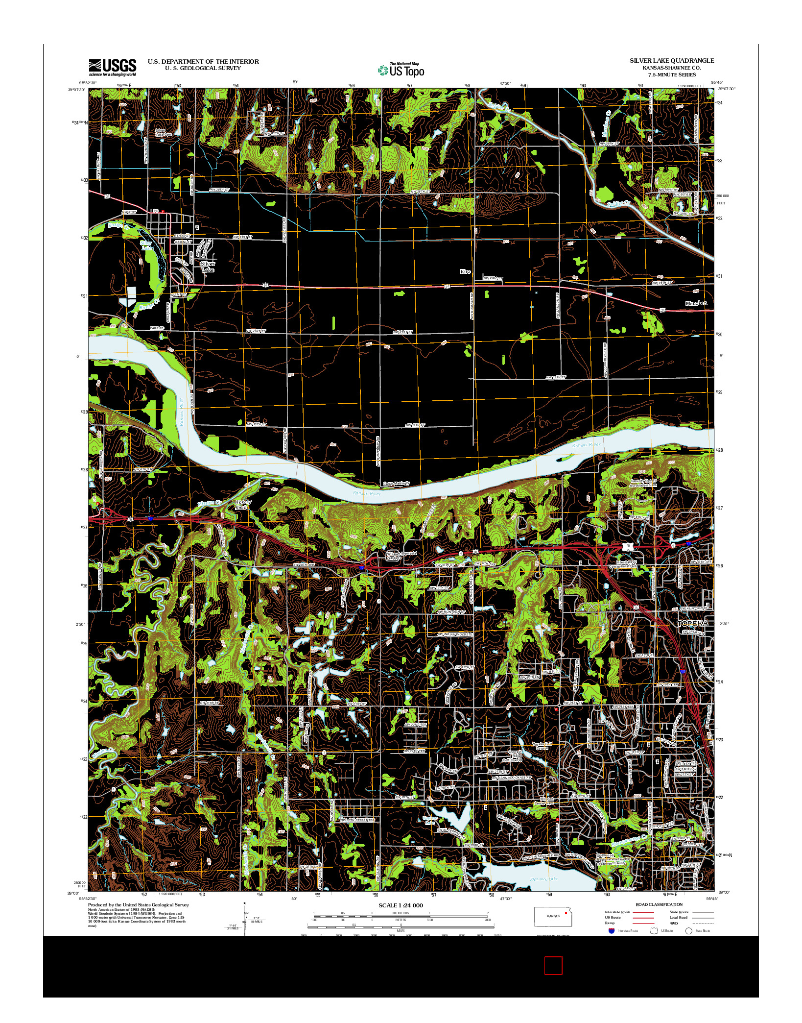 USGS US TOPO 7.5-MINUTE MAP FOR SILVER LAKE, KS 2012