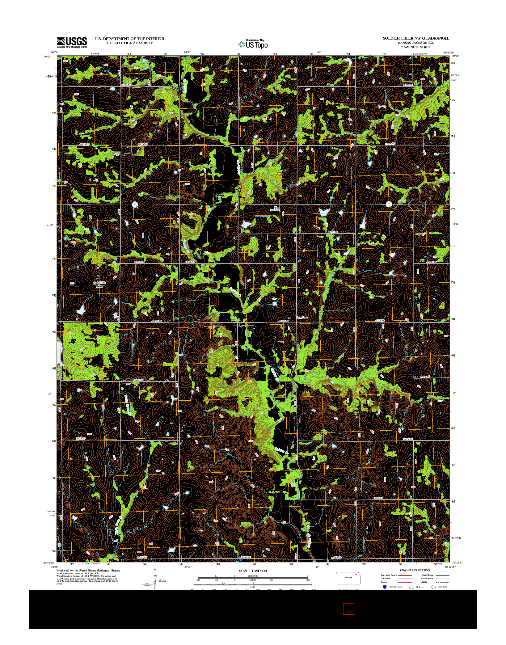 USGS US TOPO 7.5-MINUTE MAP FOR SOLDIER CREEK NW, KS 2012