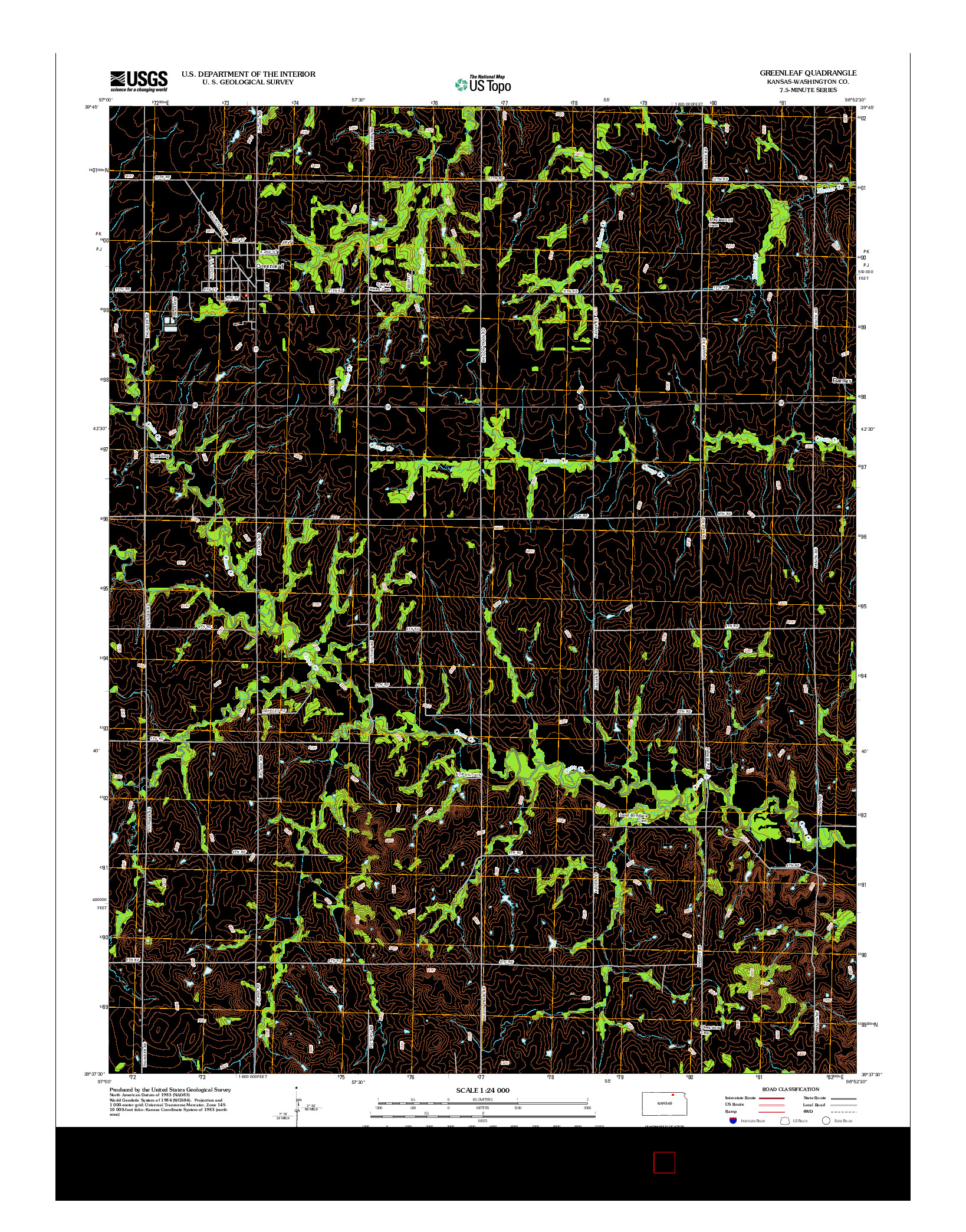 USGS US TOPO 7.5-MINUTE MAP FOR GREENLEAF, KS 2012