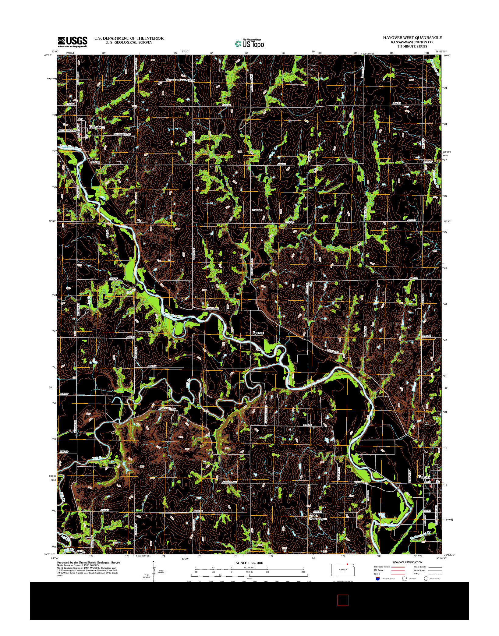 USGS US TOPO 7.5-MINUTE MAP FOR HANOVER WEST, KS 2012