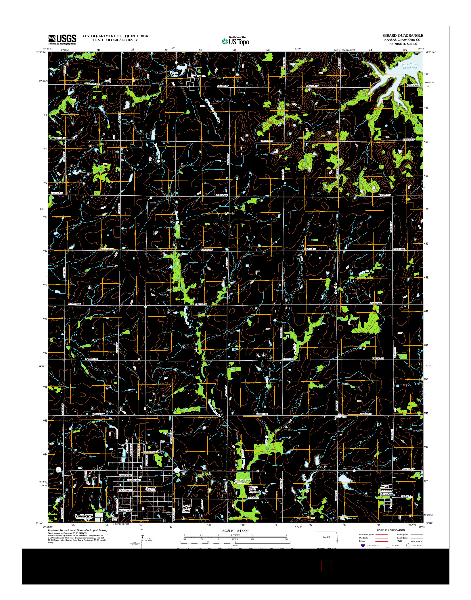 USGS US TOPO 7.5-MINUTE MAP FOR GIRARD, KS 2012