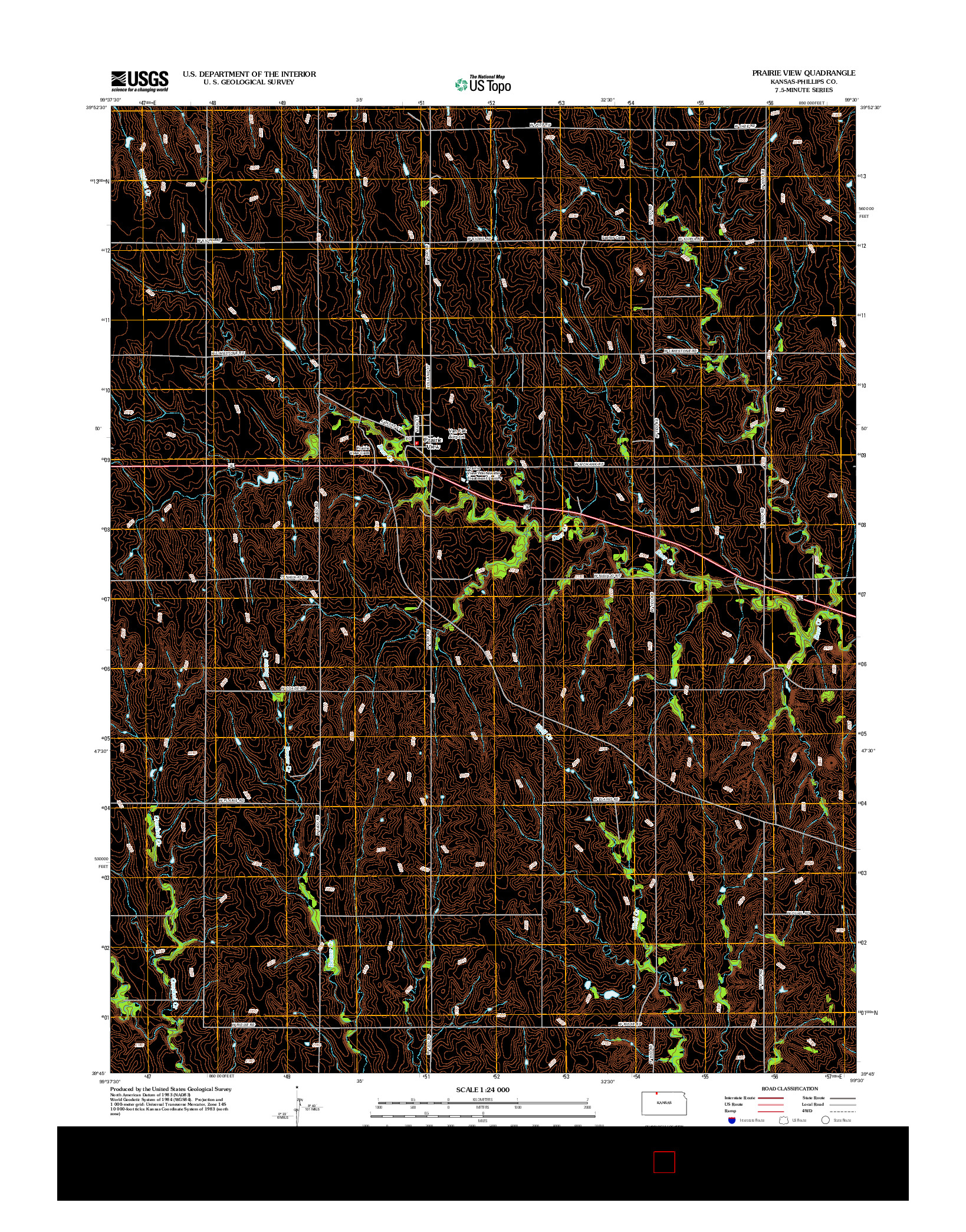 USGS US TOPO 7.5-MINUTE MAP FOR PRAIRIE VIEW, KS 2012