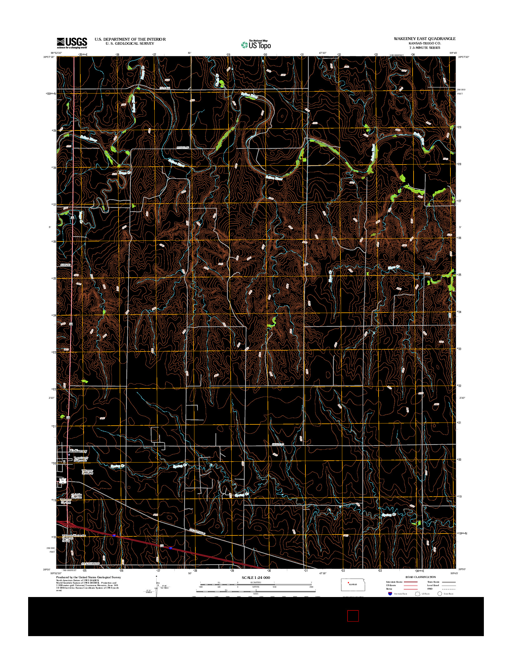 USGS US TOPO 7.5-MINUTE MAP FOR WAKEENEY EAST, KS 2012