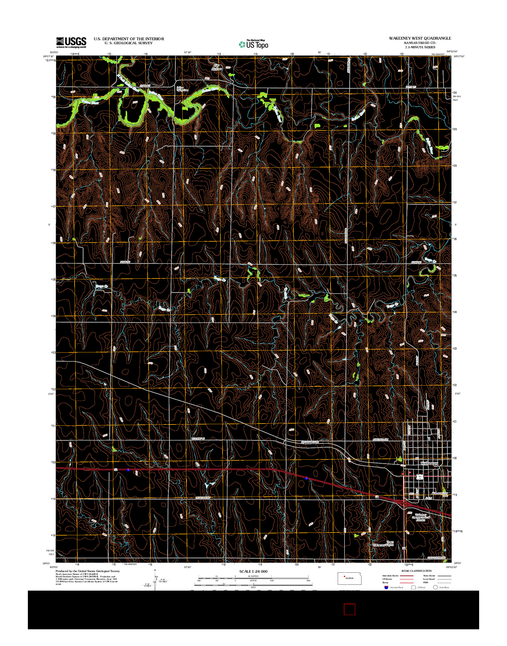 USGS US TOPO 7.5-MINUTE MAP FOR WAKEENEY WEST, KS 2012