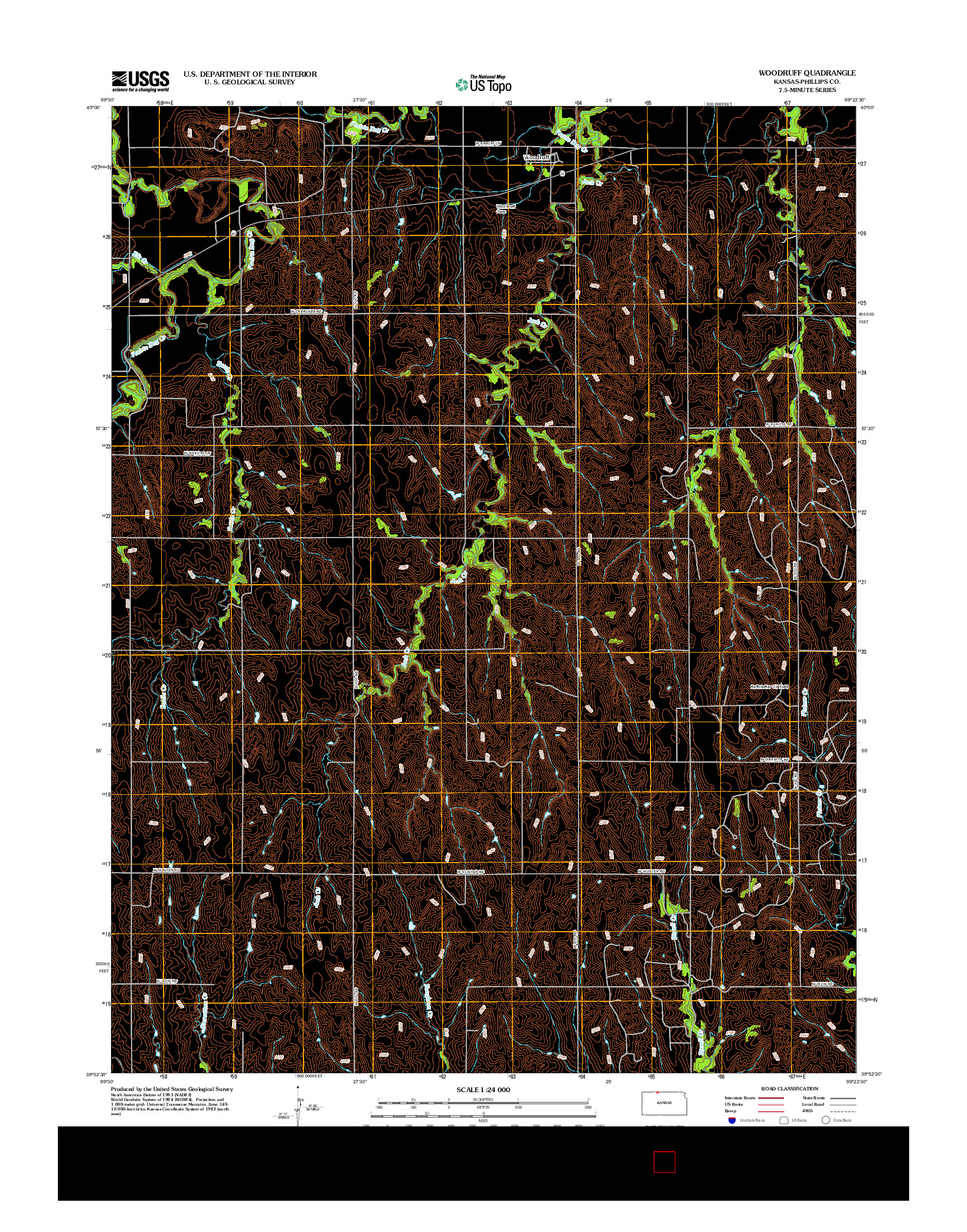 USGS US TOPO 7.5-MINUTE MAP FOR WOODRUFF, KS 2012