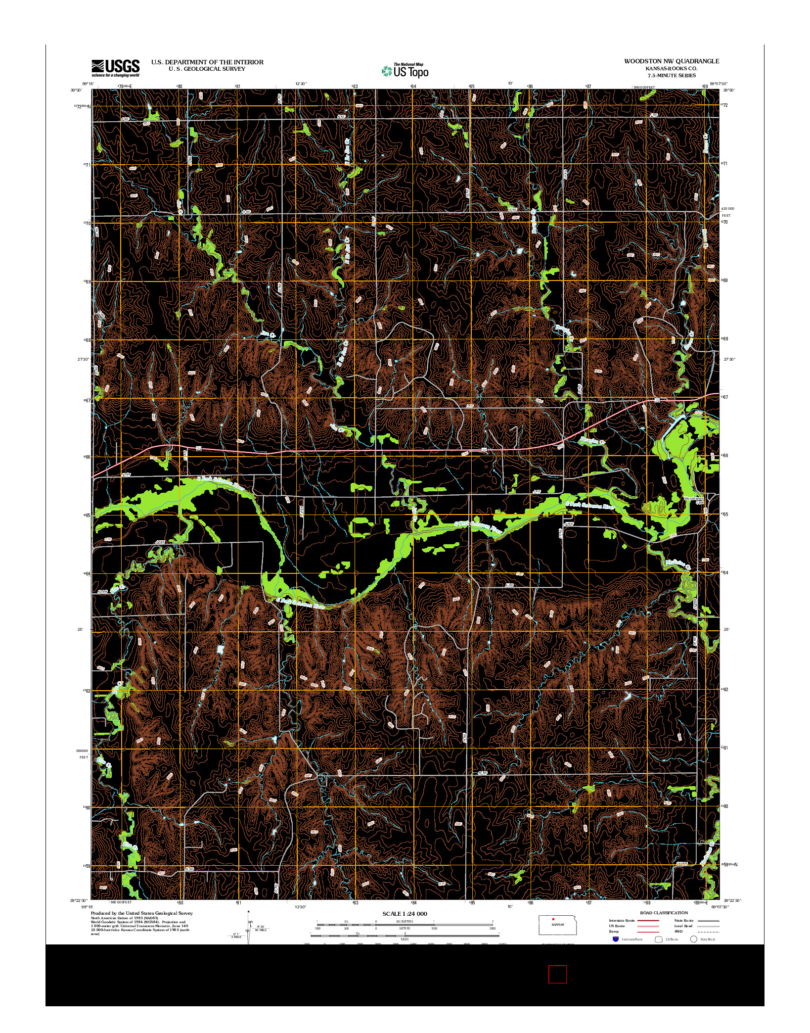 USGS US TOPO 7.5-MINUTE MAP FOR WOODSTON NW, KS 2012