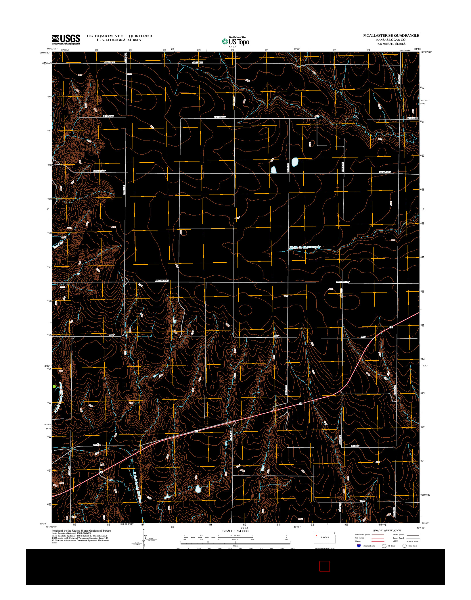 USGS US TOPO 7.5-MINUTE MAP FOR MCALLASTER SE, KS 2012