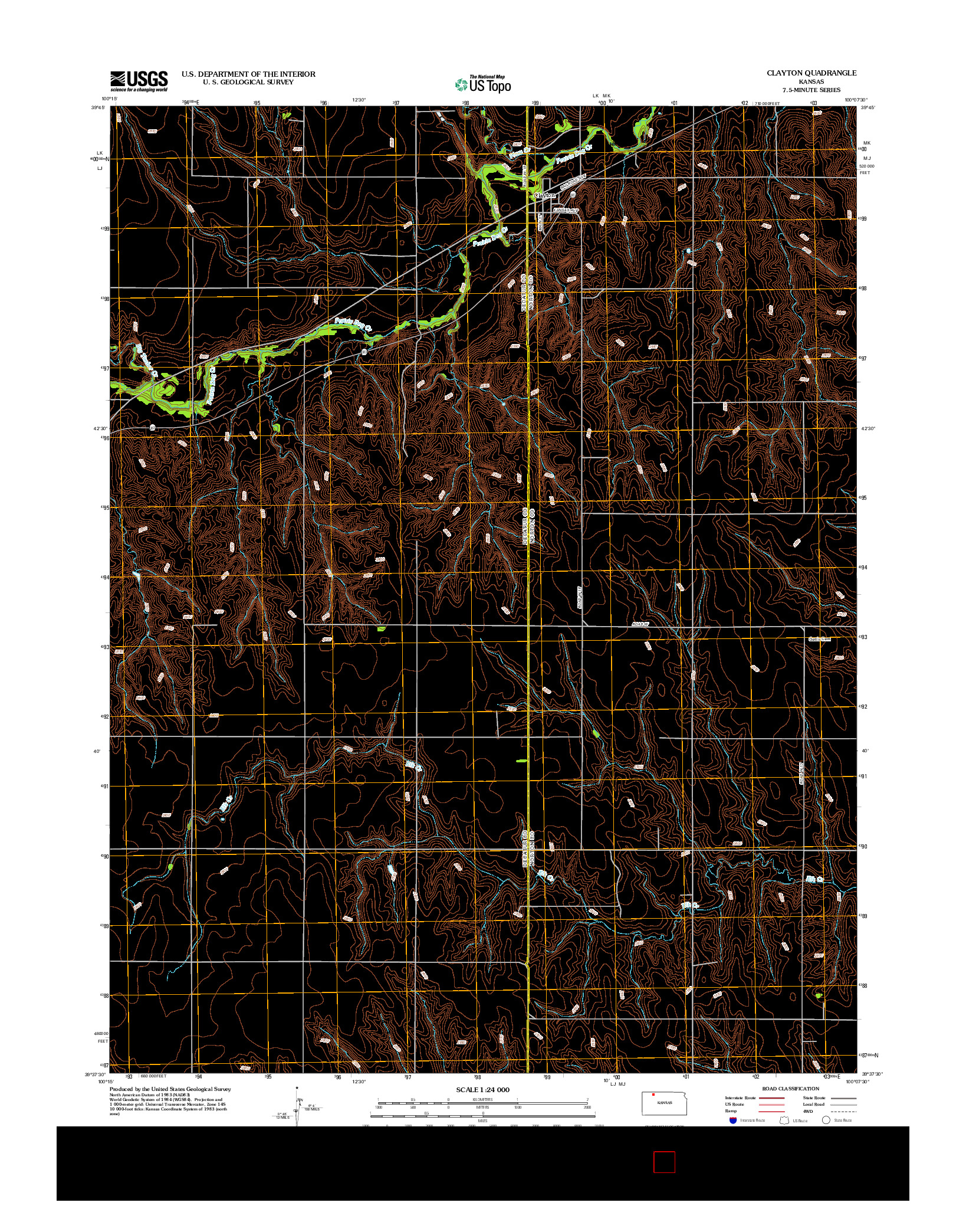 USGS US TOPO 7.5-MINUTE MAP FOR CLAYTON, KS 2012