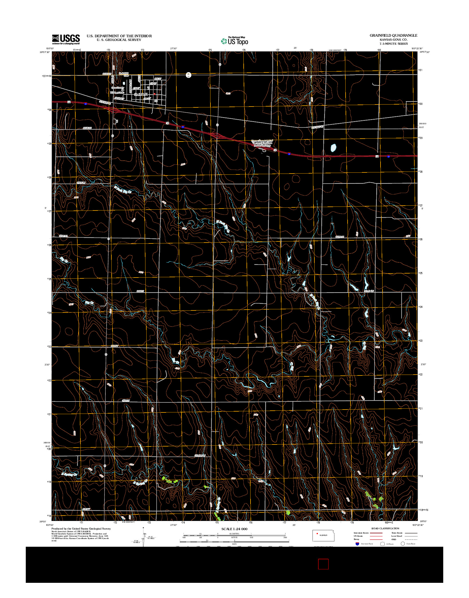 USGS US TOPO 7.5-MINUTE MAP FOR GRAINFIELD, KS 2012