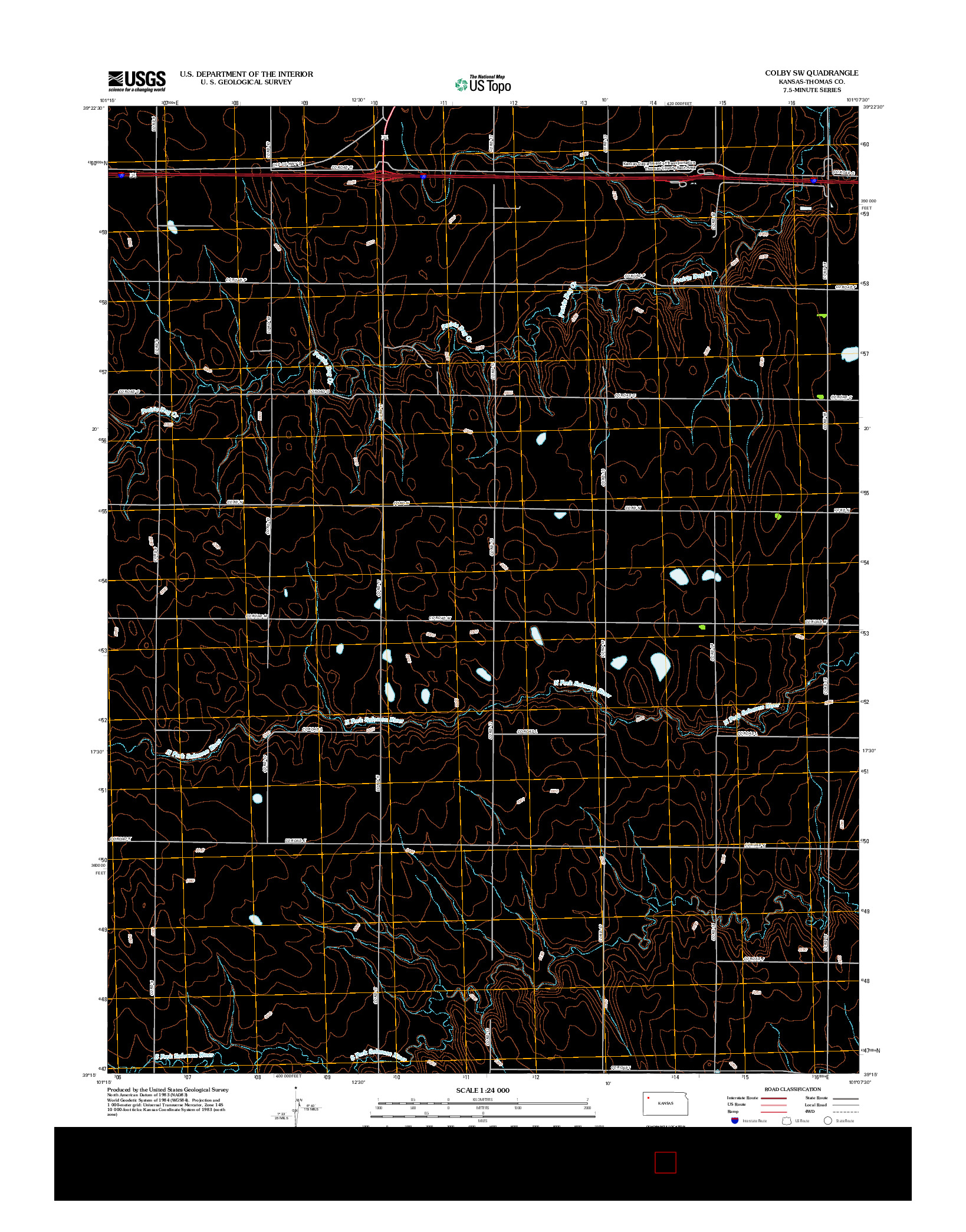 USGS US TOPO 7.5-MINUTE MAP FOR COLBY SW, KS 2012