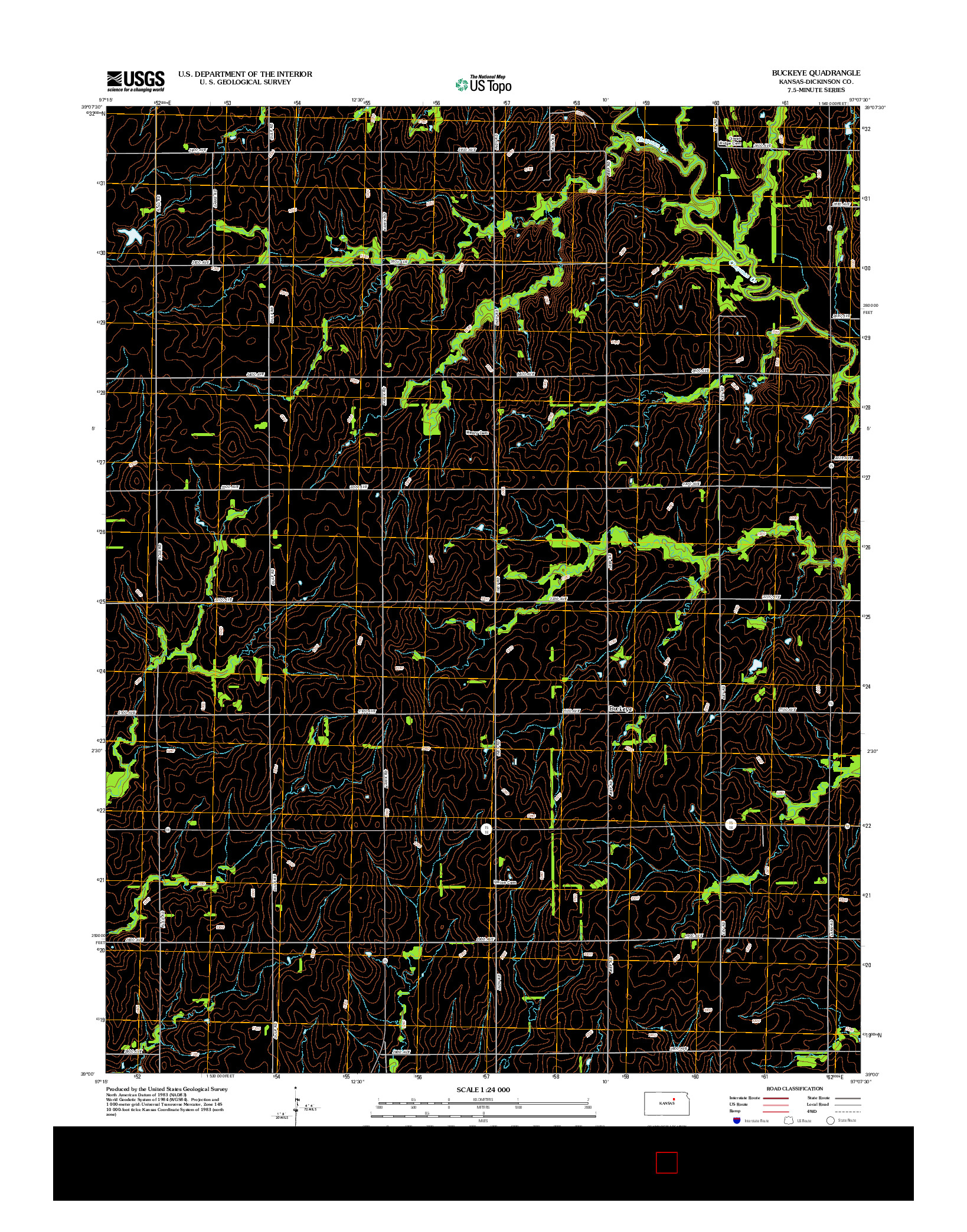 USGS US TOPO 7.5-MINUTE MAP FOR BUCKEYE, KS 2012