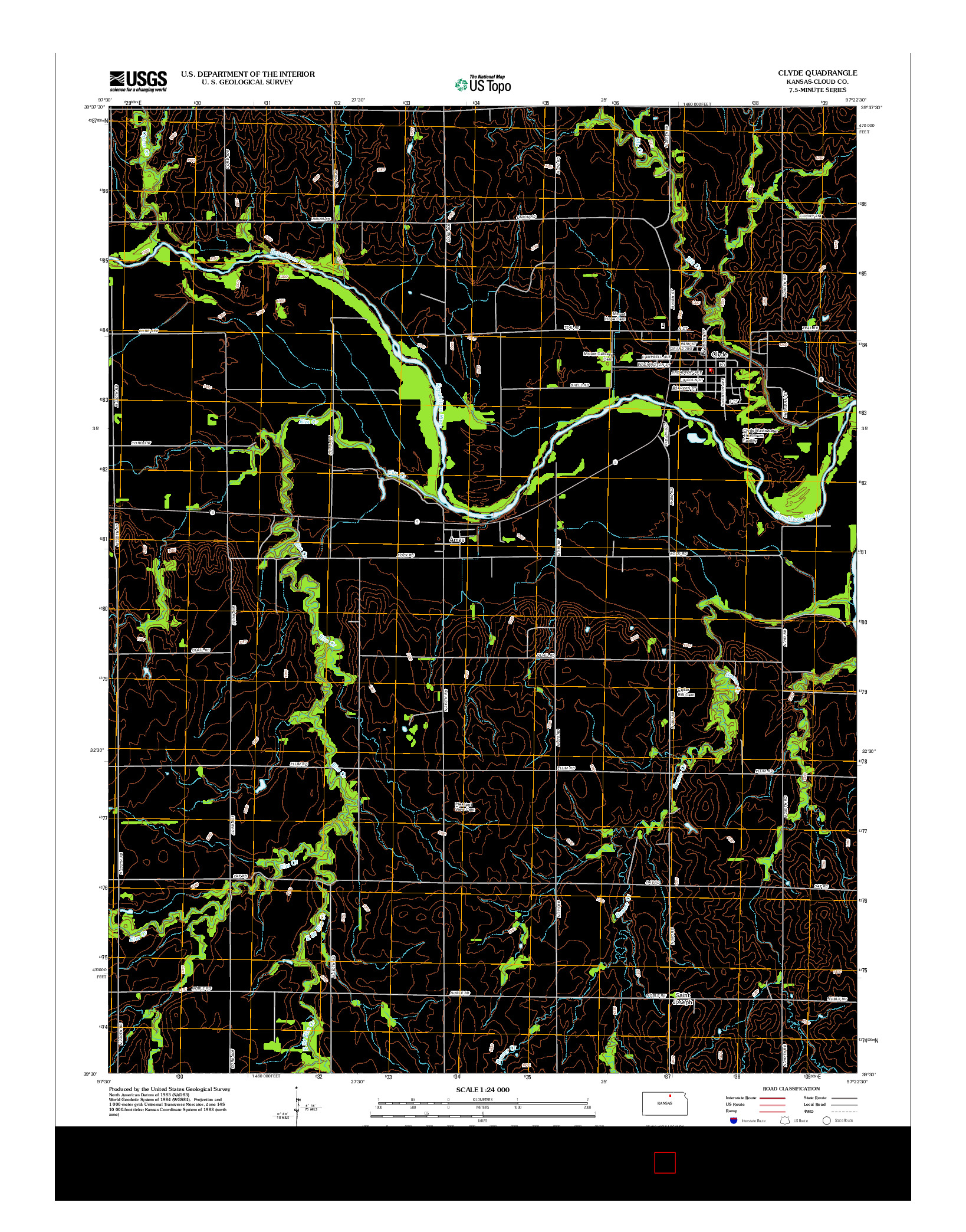 USGS US TOPO 7.5-MINUTE MAP FOR CLYDE, KS 2012