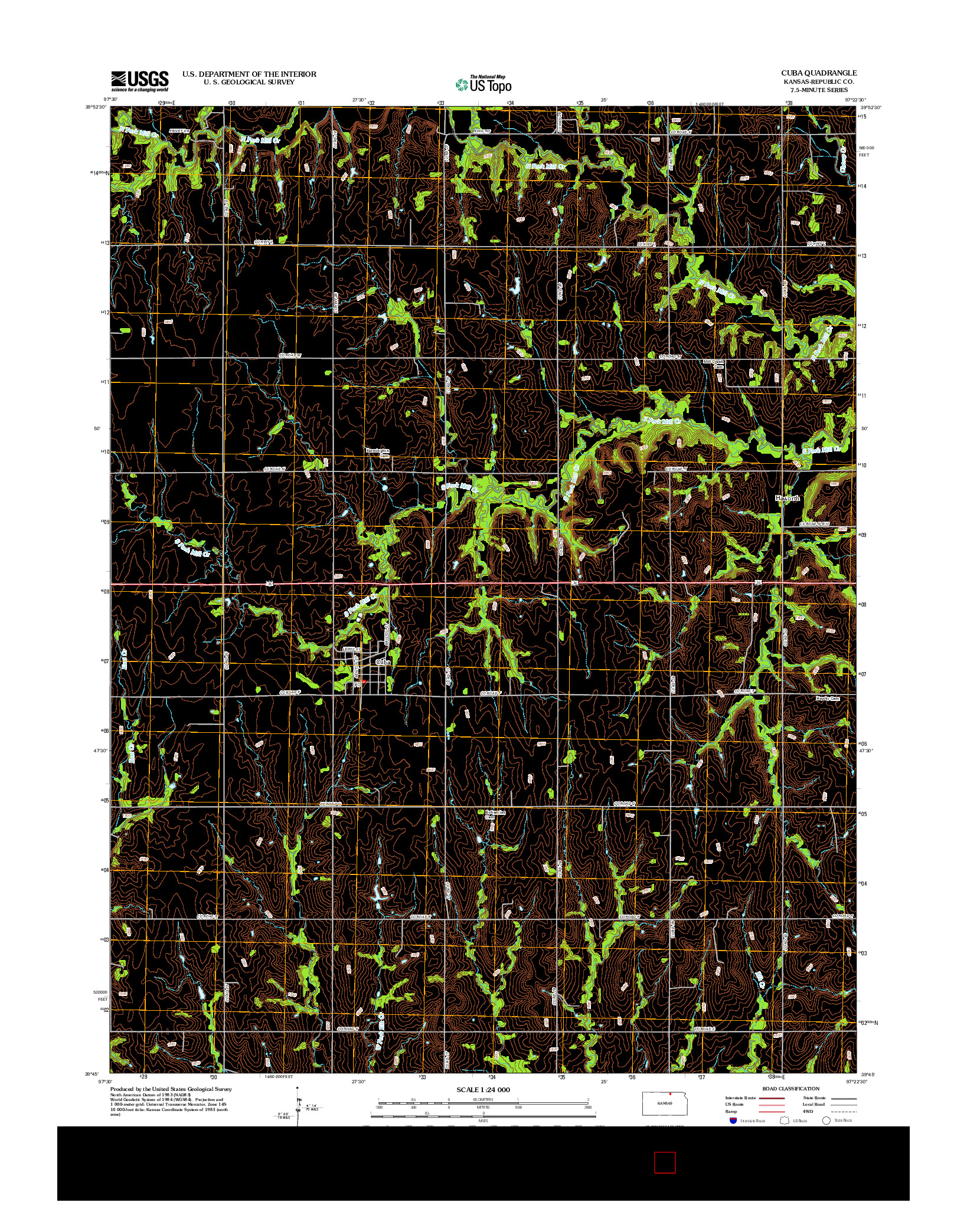 USGS US TOPO 7.5-MINUTE MAP FOR CUBA, KS 2012