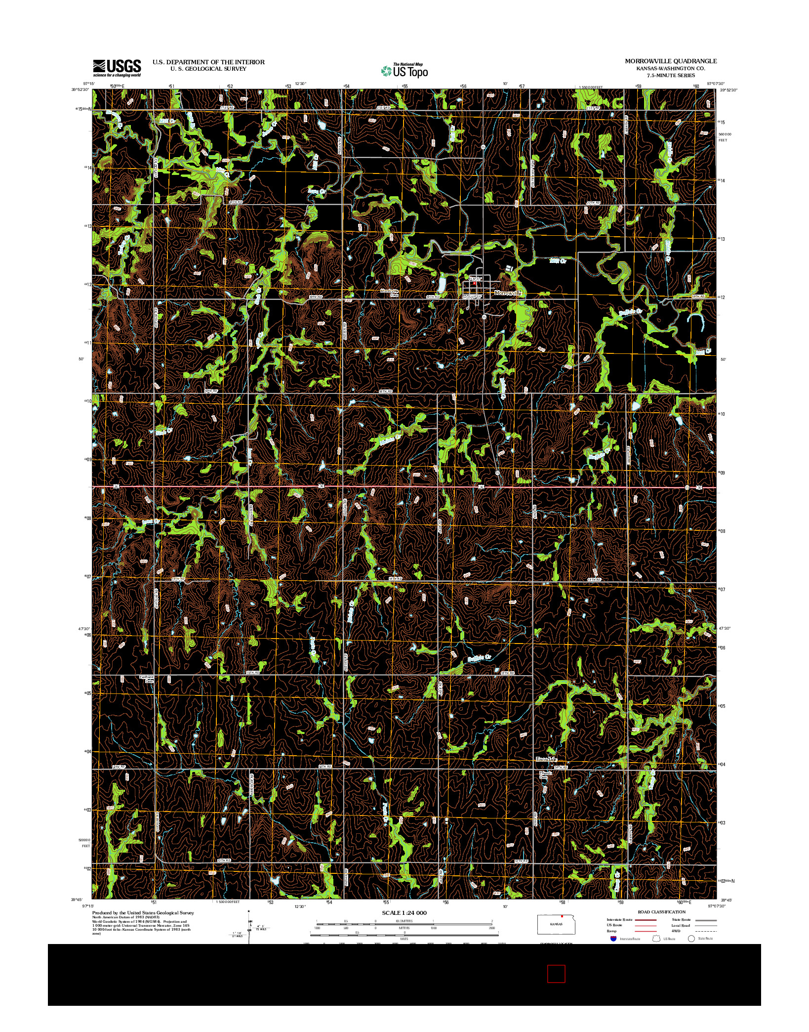 USGS US TOPO 7.5-MINUTE MAP FOR MORROWVILLE, KS 2012