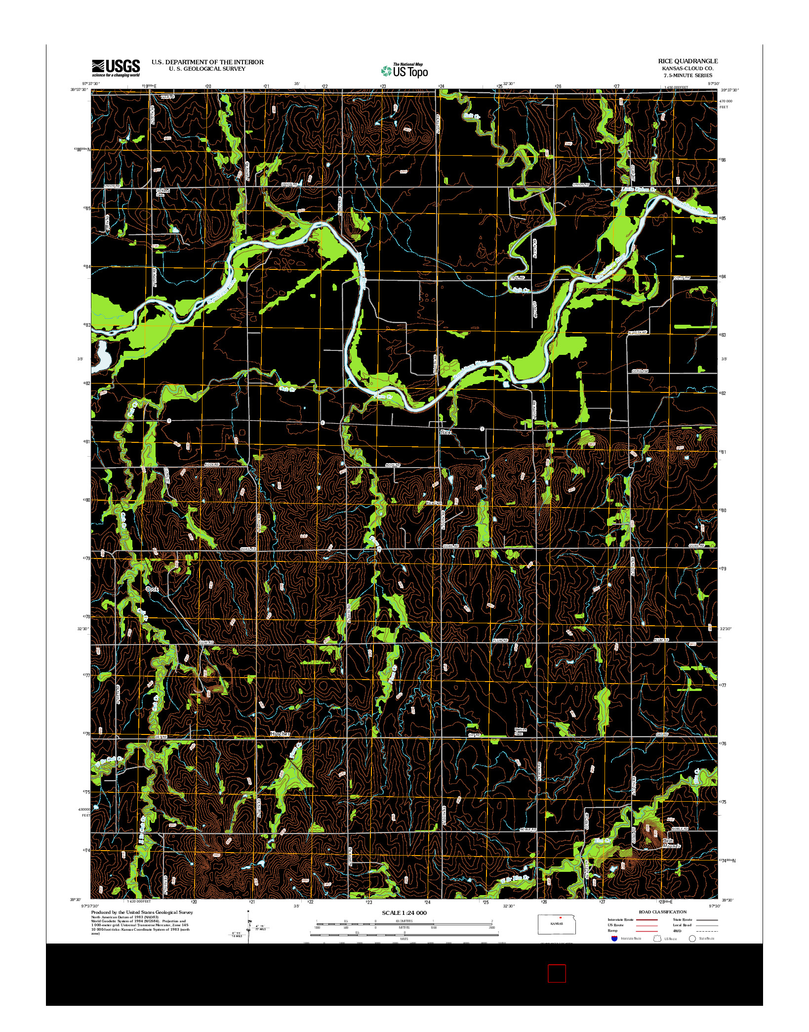 USGS US TOPO 7.5-MINUTE MAP FOR RICE, KS 2012