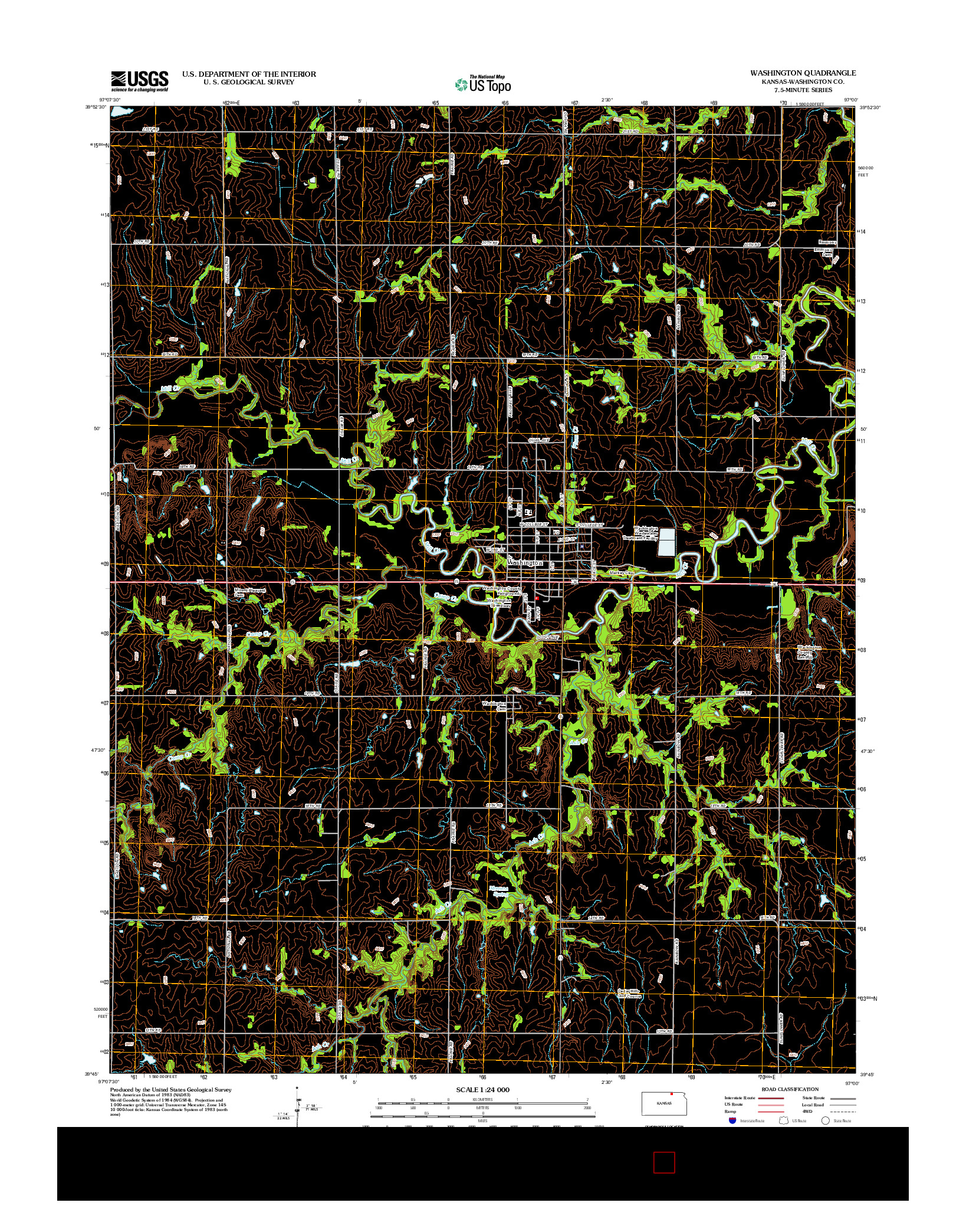 USGS US TOPO 7.5-MINUTE MAP FOR WASHINGTON, KS 2012