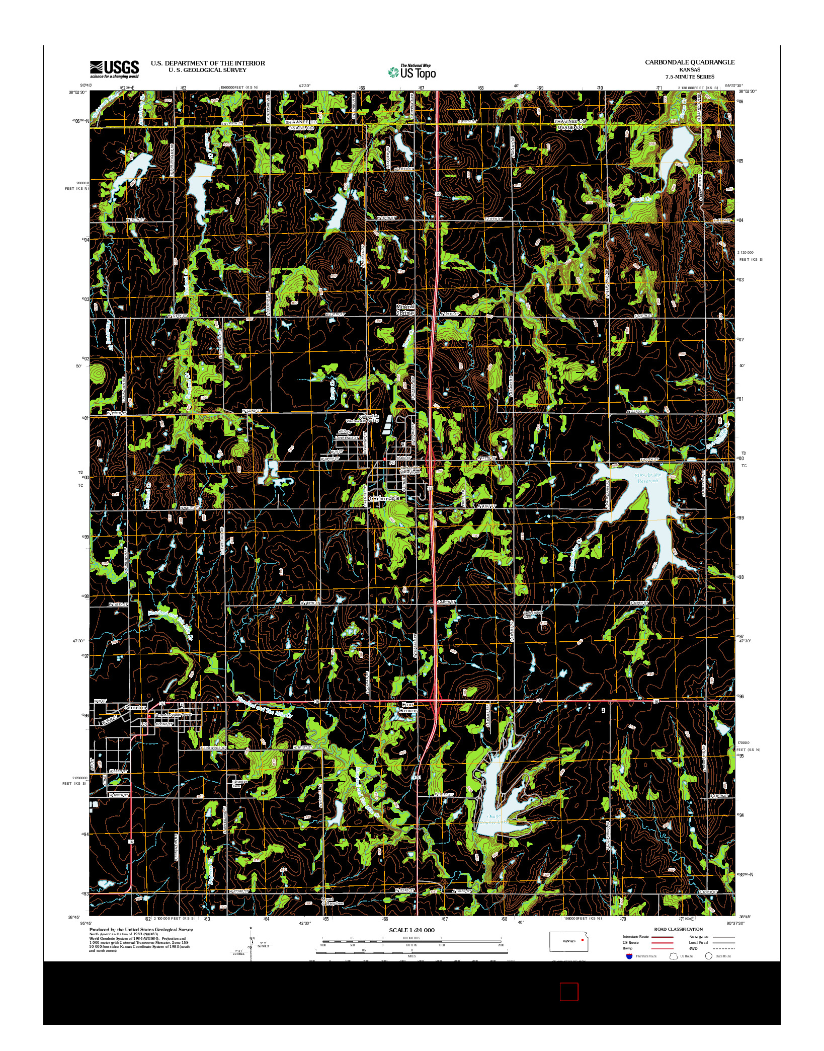 USGS US TOPO 7.5-MINUTE MAP FOR CARBONDALE, KS 2012