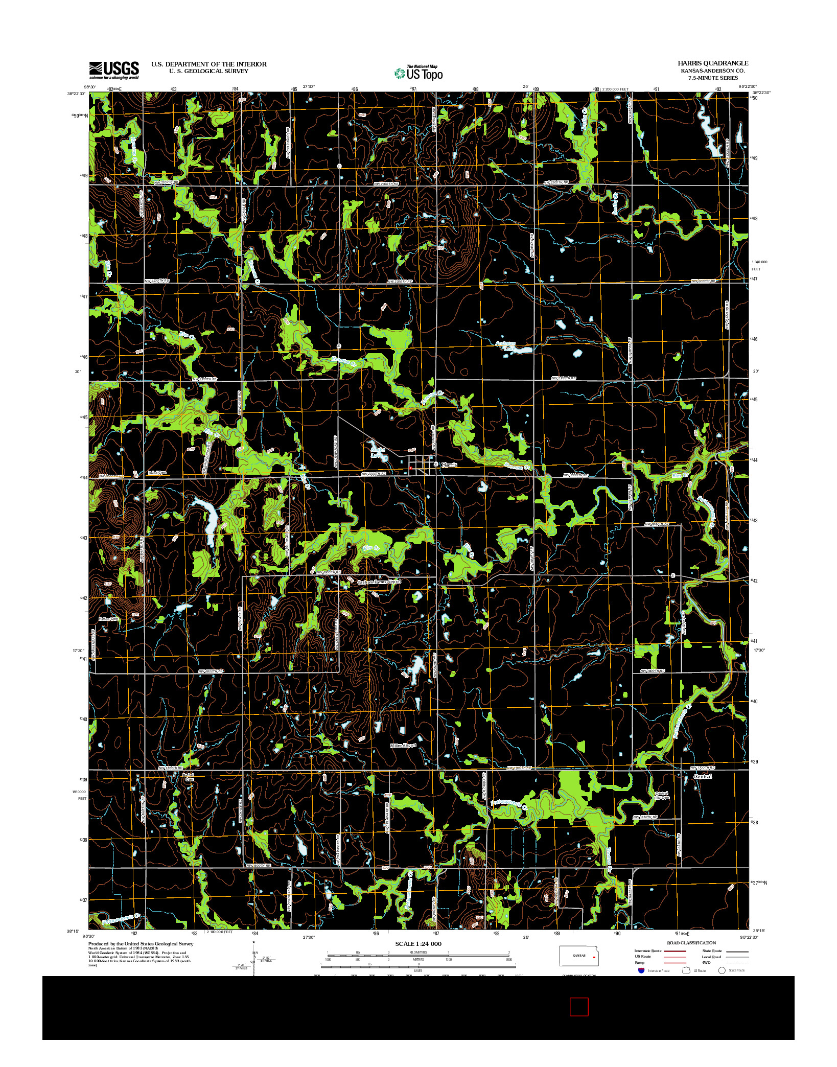 USGS US TOPO 7.5-MINUTE MAP FOR HARRIS, KS 2012