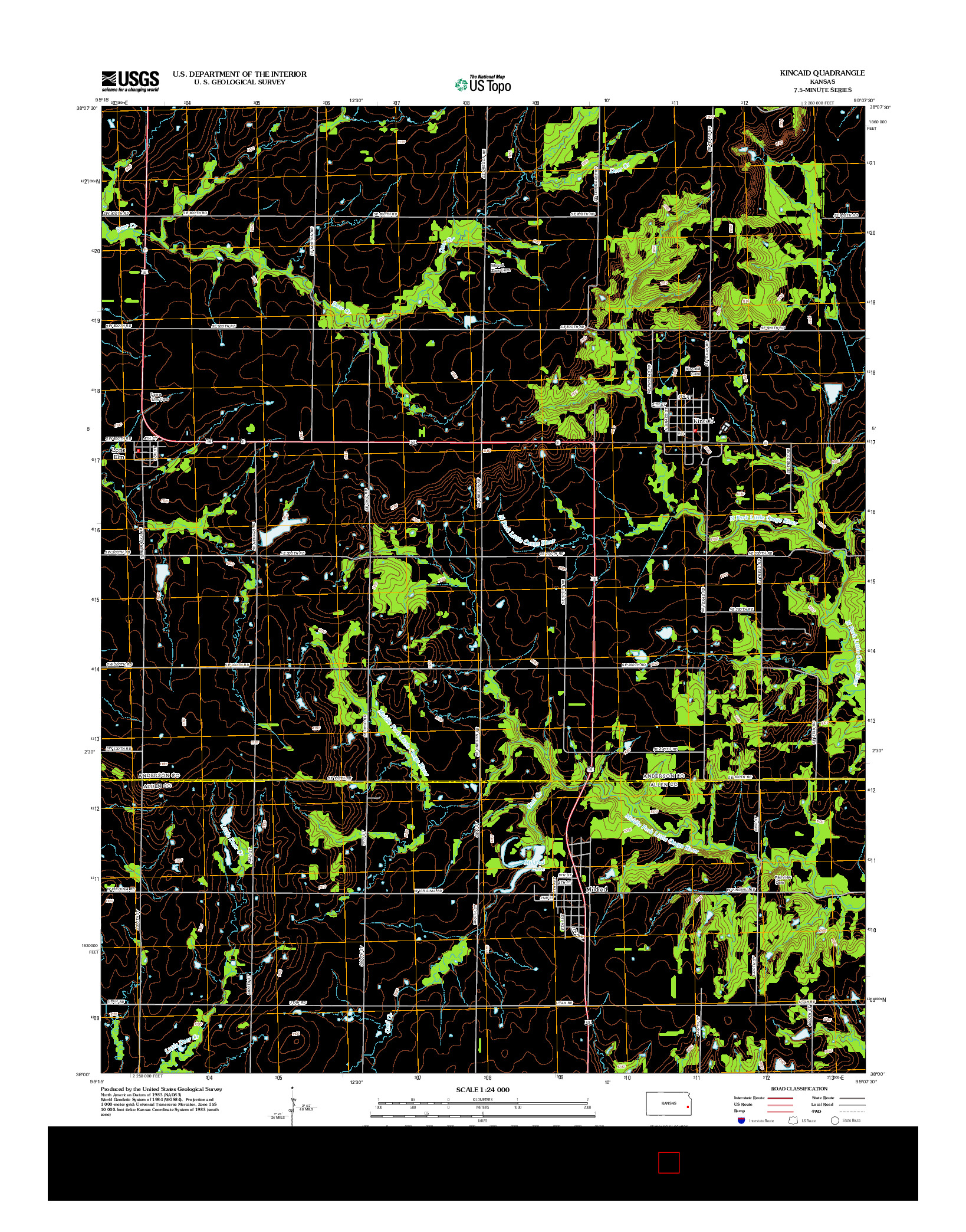 USGS US TOPO 7.5-MINUTE MAP FOR KINCAID, KS 2012