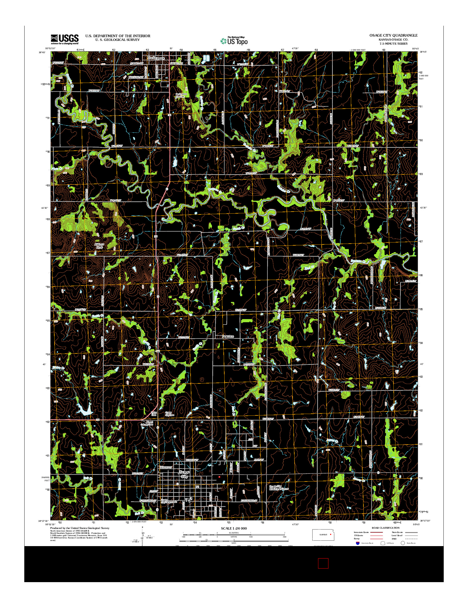 USGS US TOPO 7.5-MINUTE MAP FOR OSAGE CITY, KS 2012