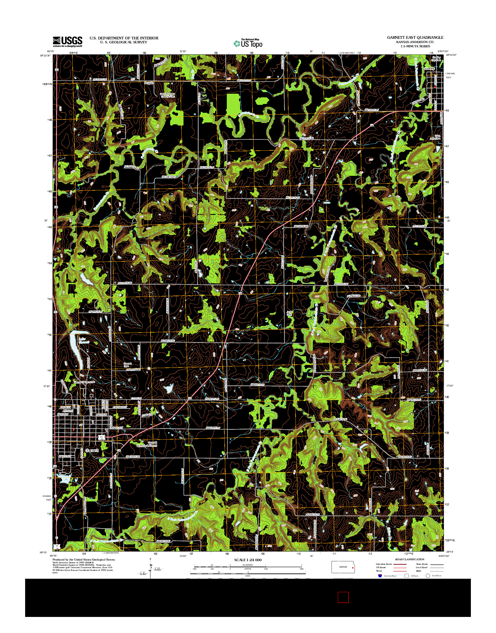 USGS US TOPO 7.5-MINUTE MAP FOR GARNETT EAST, KS 2012