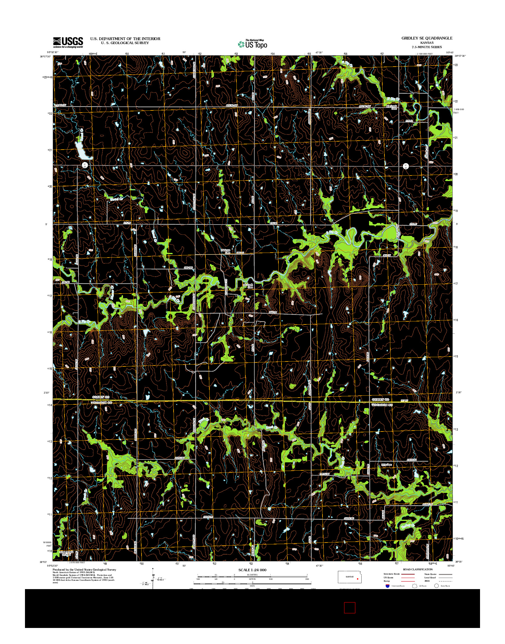 USGS US TOPO 7.5-MINUTE MAP FOR GRIDLEY SE, KS 2012