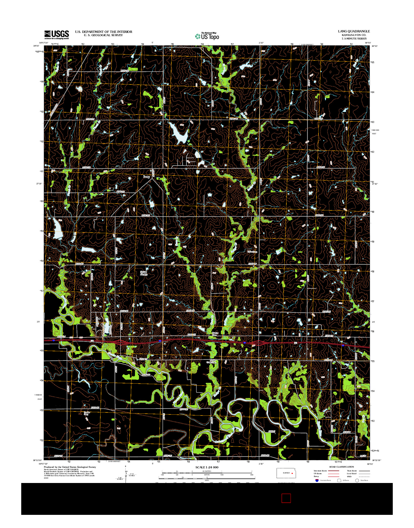 USGS US TOPO 7.5-MINUTE MAP FOR LANG, KS 2012