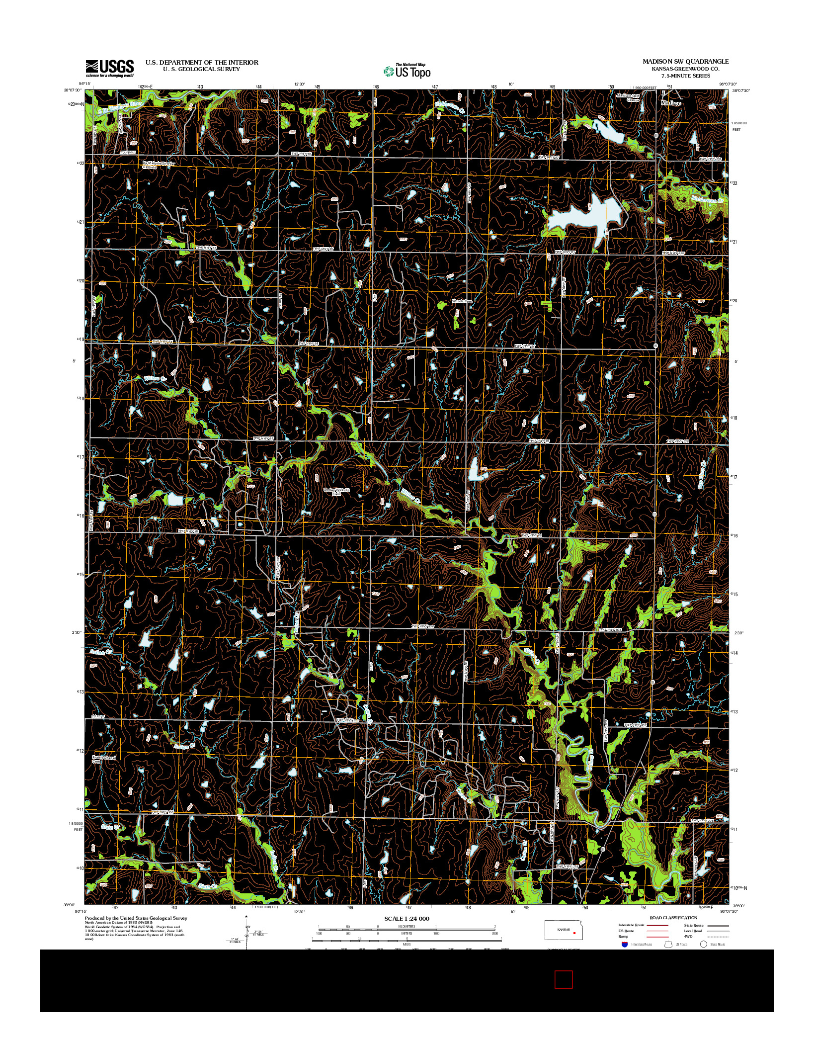 USGS US TOPO 7.5-MINUTE MAP FOR MADISON SW, KS 2012