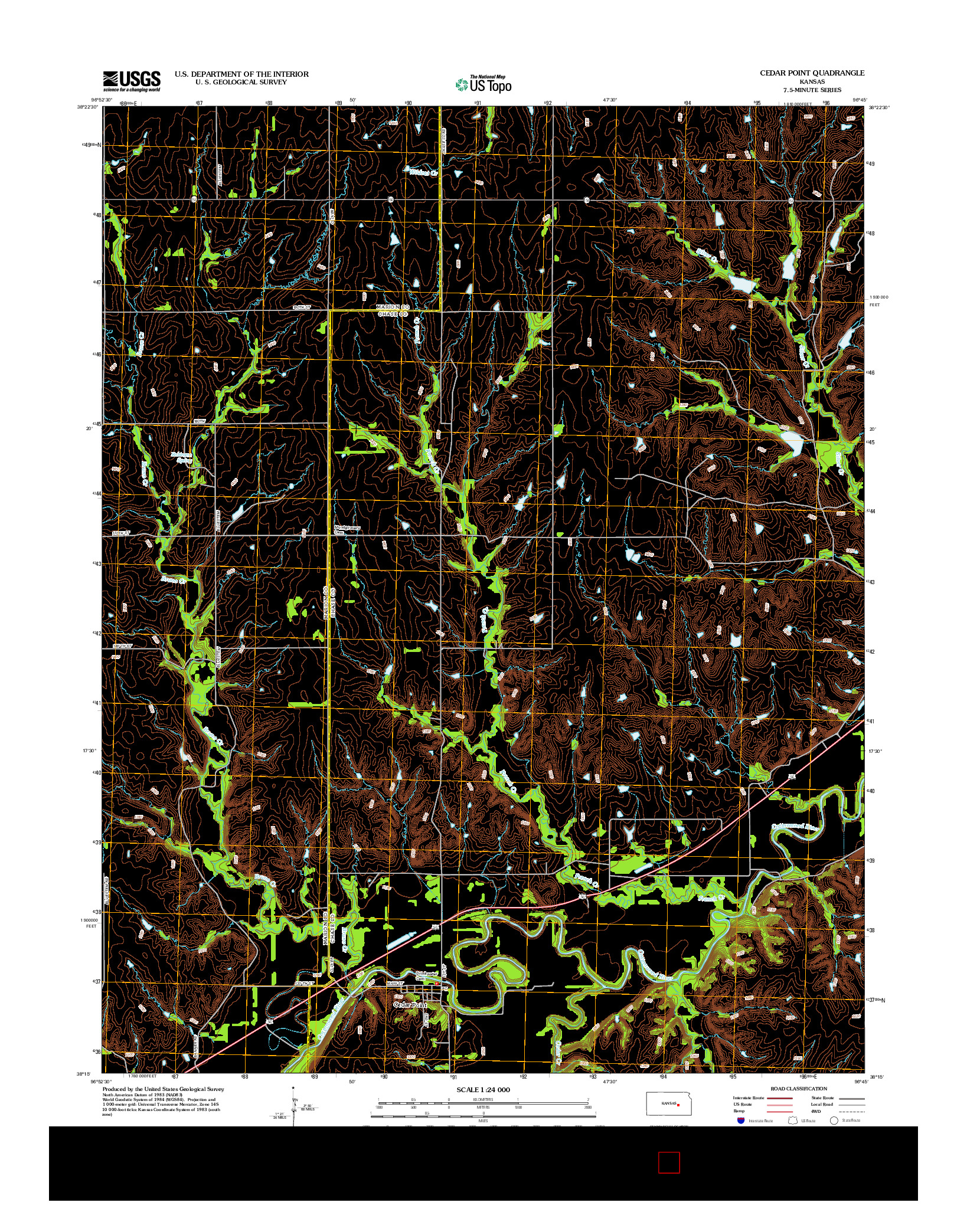 USGS US TOPO 7.5-MINUTE MAP FOR CEDAR POINT, KS 2012