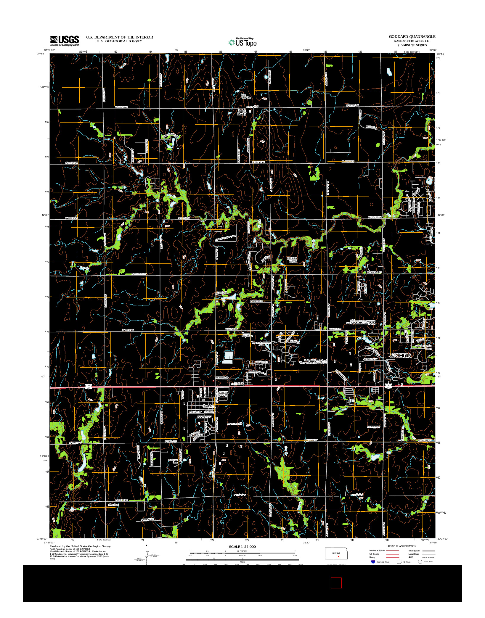 USGS US TOPO 7.5-MINUTE MAP FOR GODDARD, KS 2012