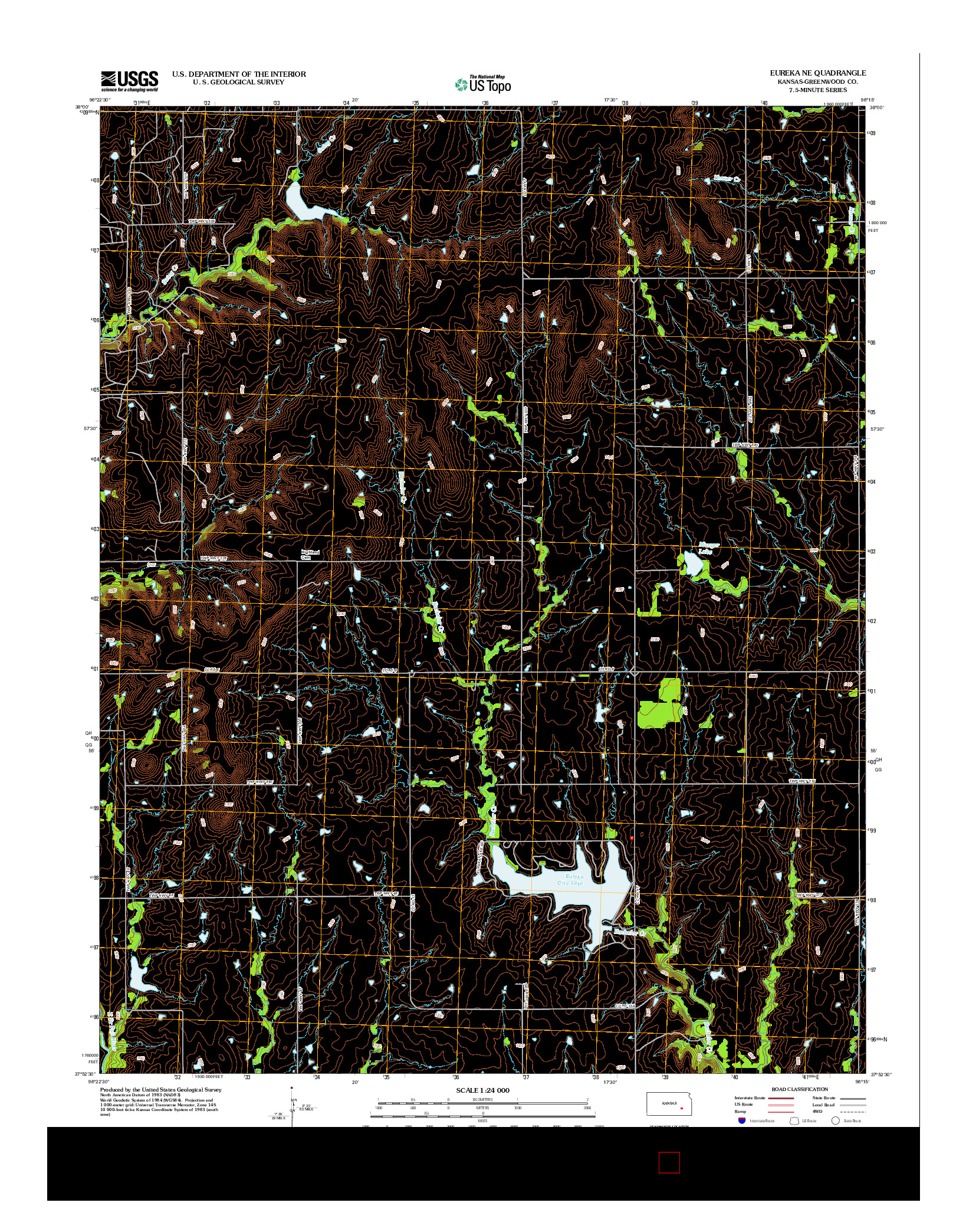 USGS US TOPO 7.5-MINUTE MAP FOR EUREKA NE, KS 2012